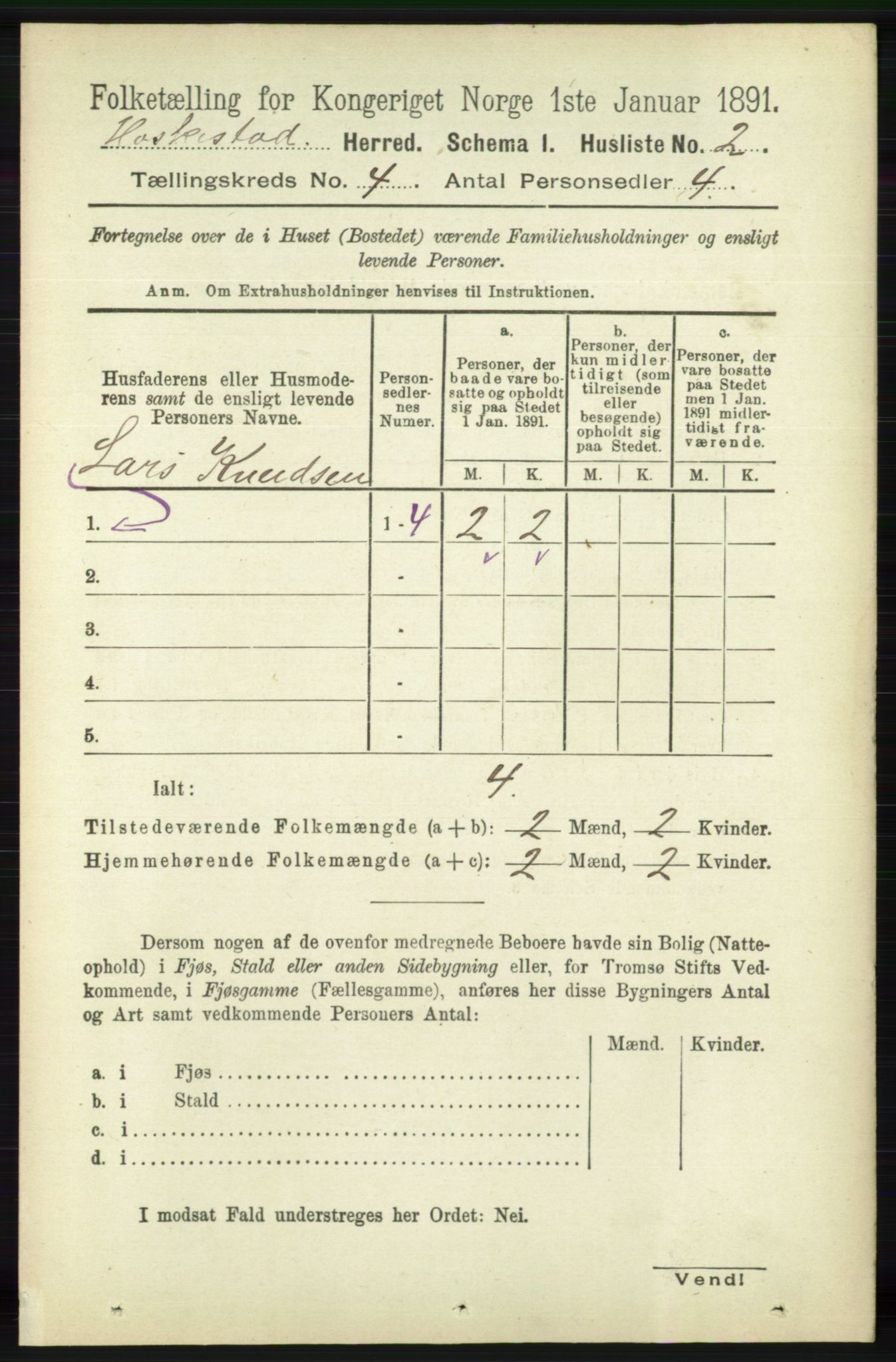 RA, 1891 census for 1113 Heskestad, 1891, p. 492