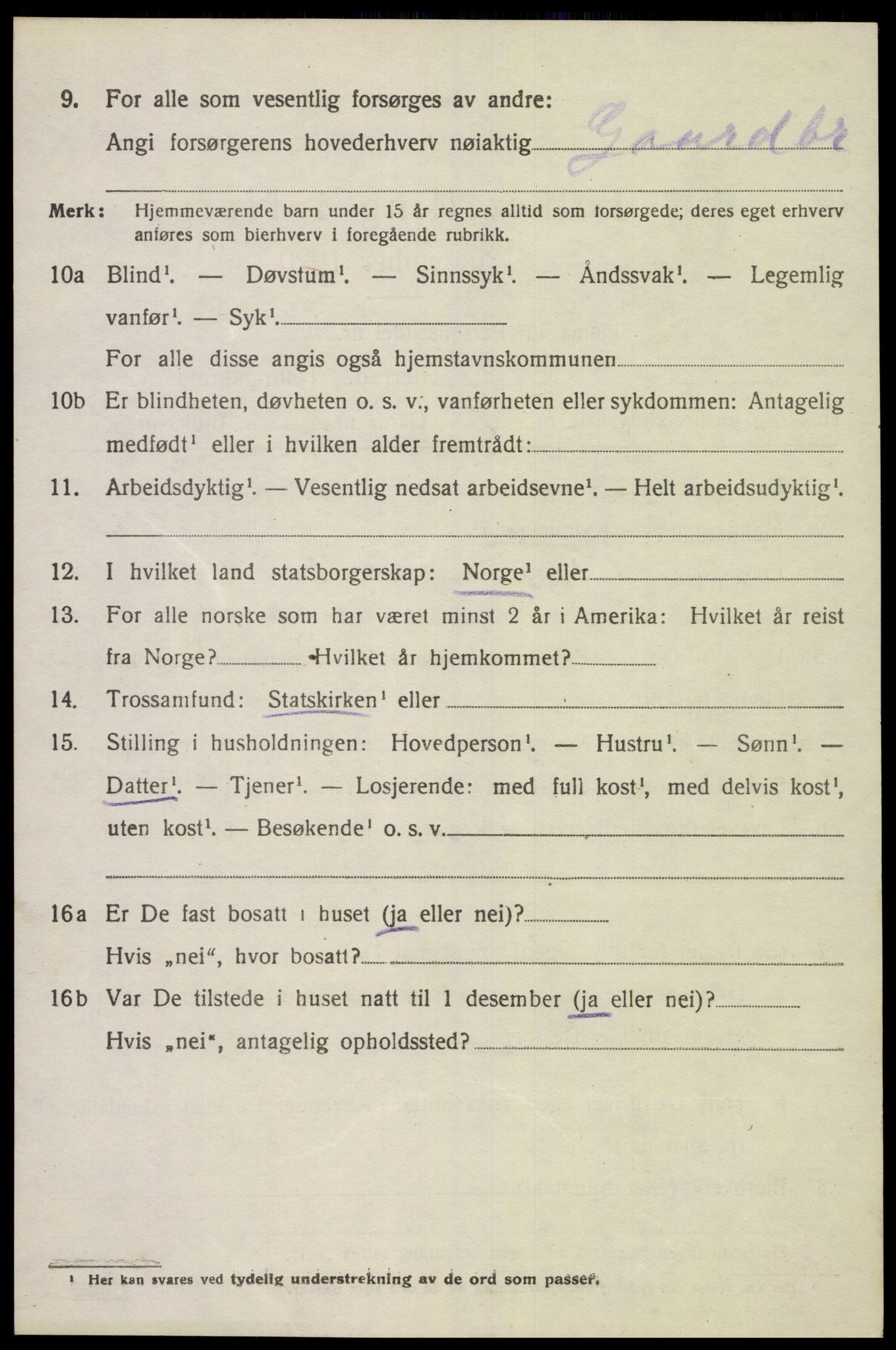 SAK, 1920 census for Spangereid, 1920, p. 3658