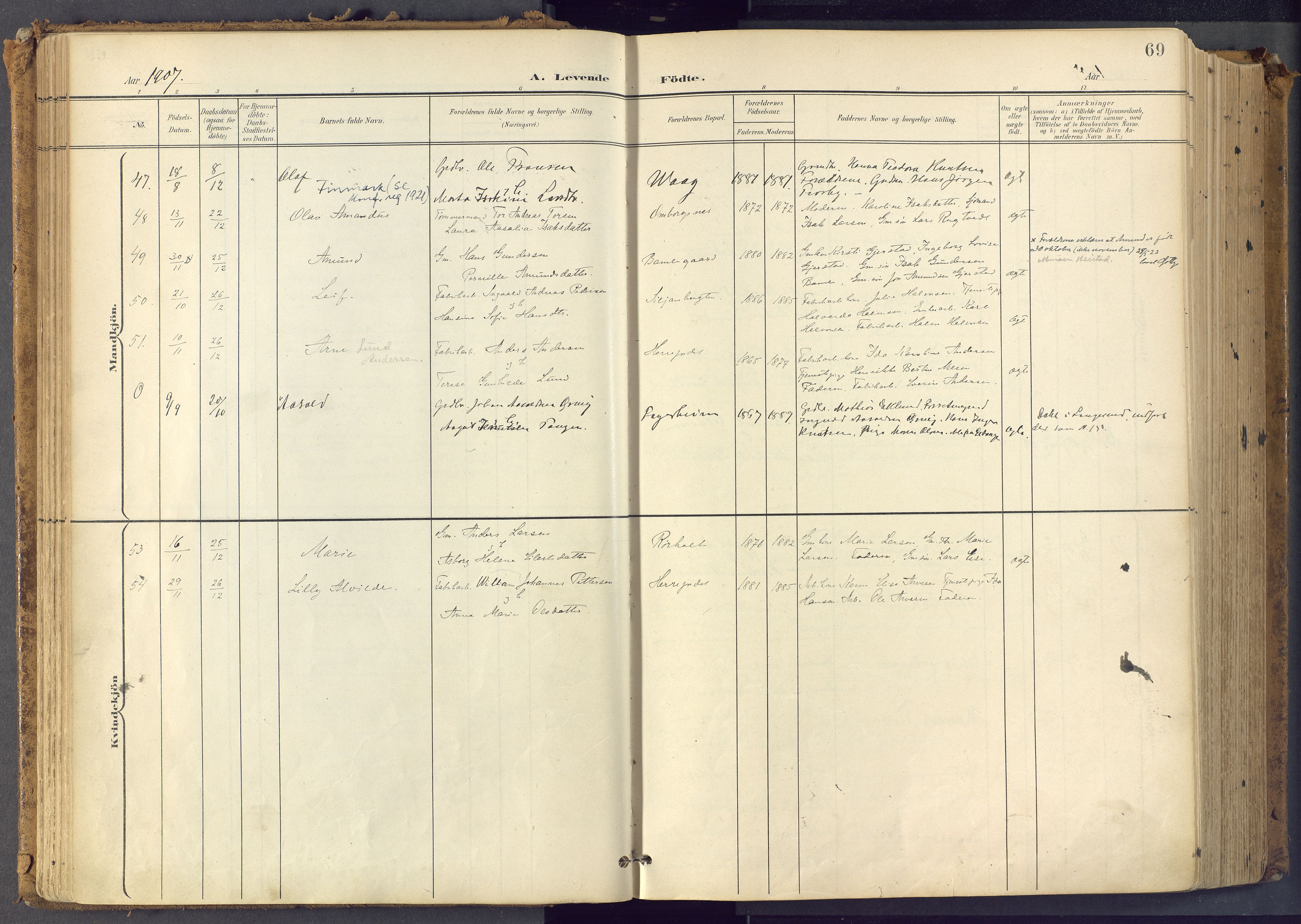 Bamble kirkebøker, SAKO/A-253/F/Fa/L0009: Parish register (official) no. I 9, 1901-1917, p. 69