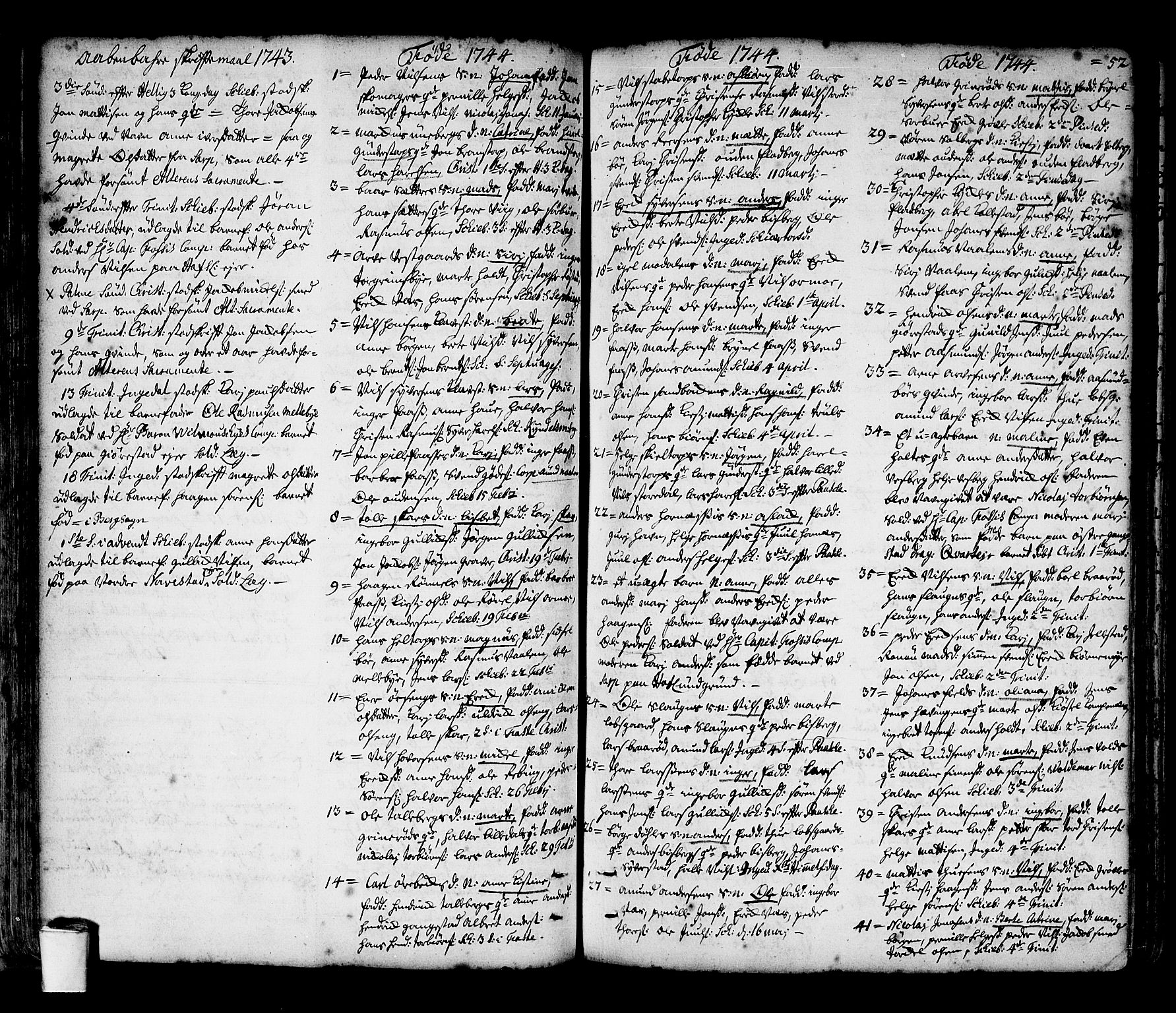 Skjeberg prestekontor Kirkebøker, SAO/A-10923/F/Fa/L0002: Parish register (official) no. I 2, 1726-1791, p. 52