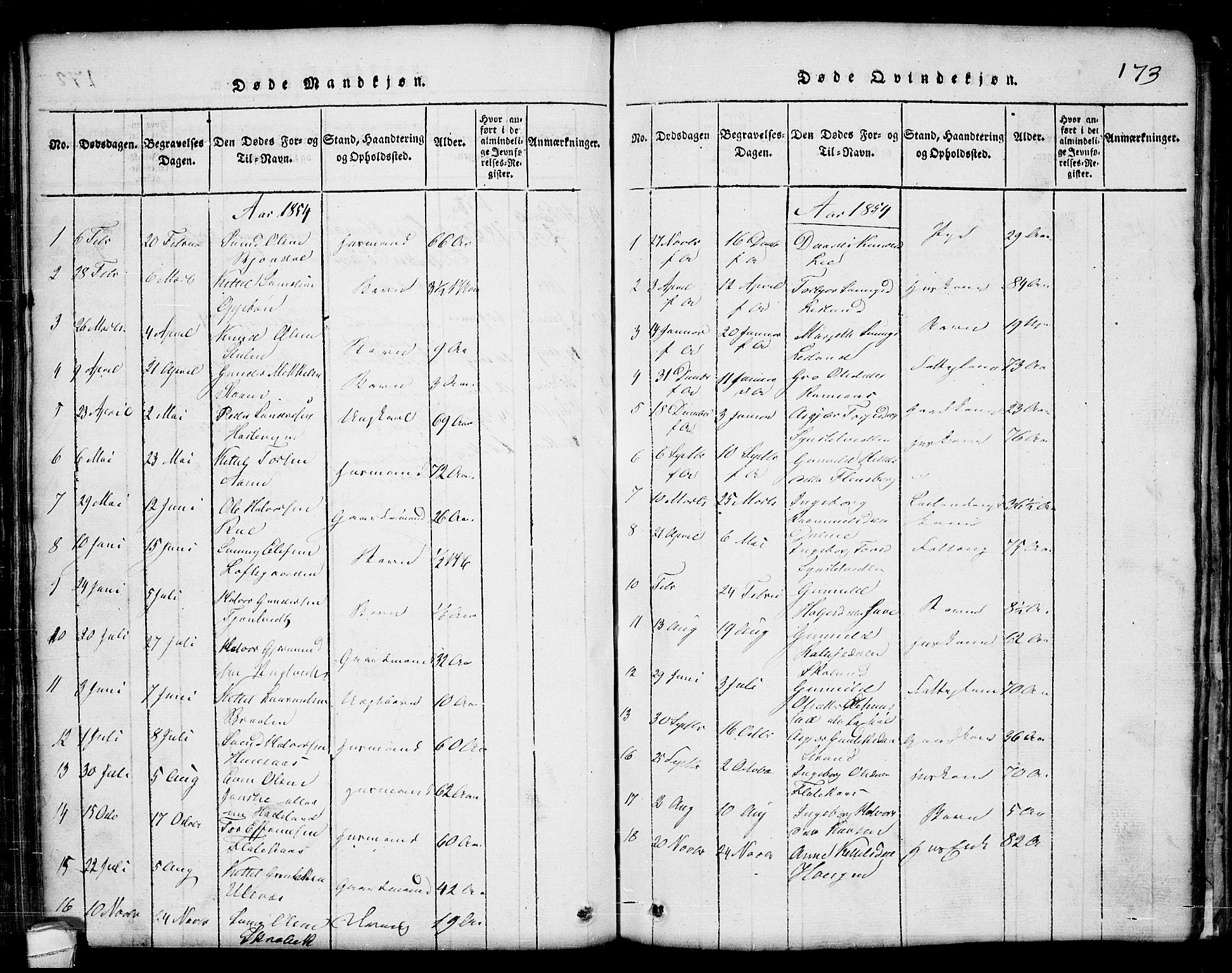 Seljord kirkebøker, AV/SAKO-A-20/G/Ga/L0001: Parish register (copy) no. I 1, 1815-1854, p. 173