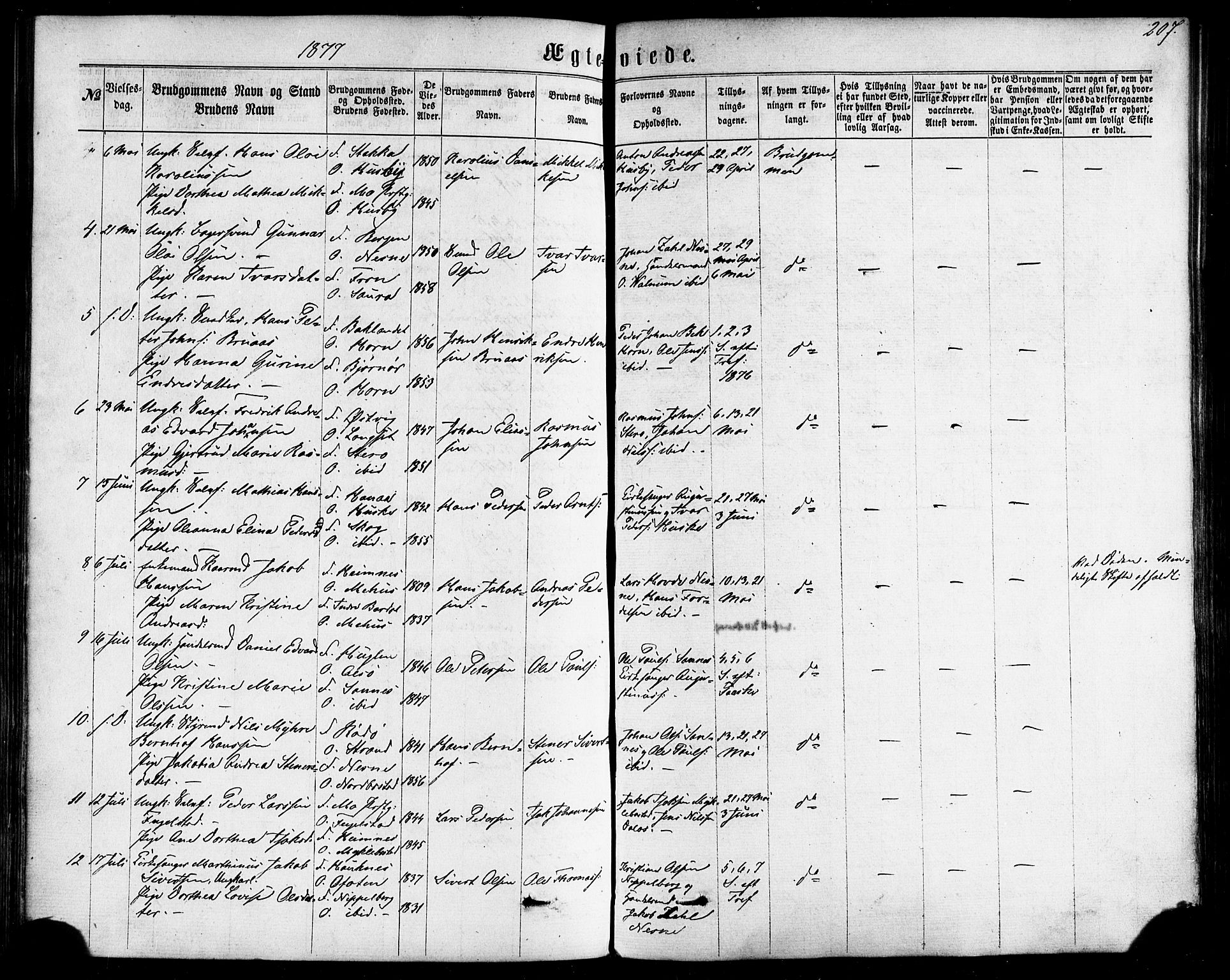 Ministerialprotokoller, klokkerbøker og fødselsregistre - Nordland, AV/SAT-A-1459/838/L0551: Parish register (official) no. 838A09, 1864-1880, p. 207