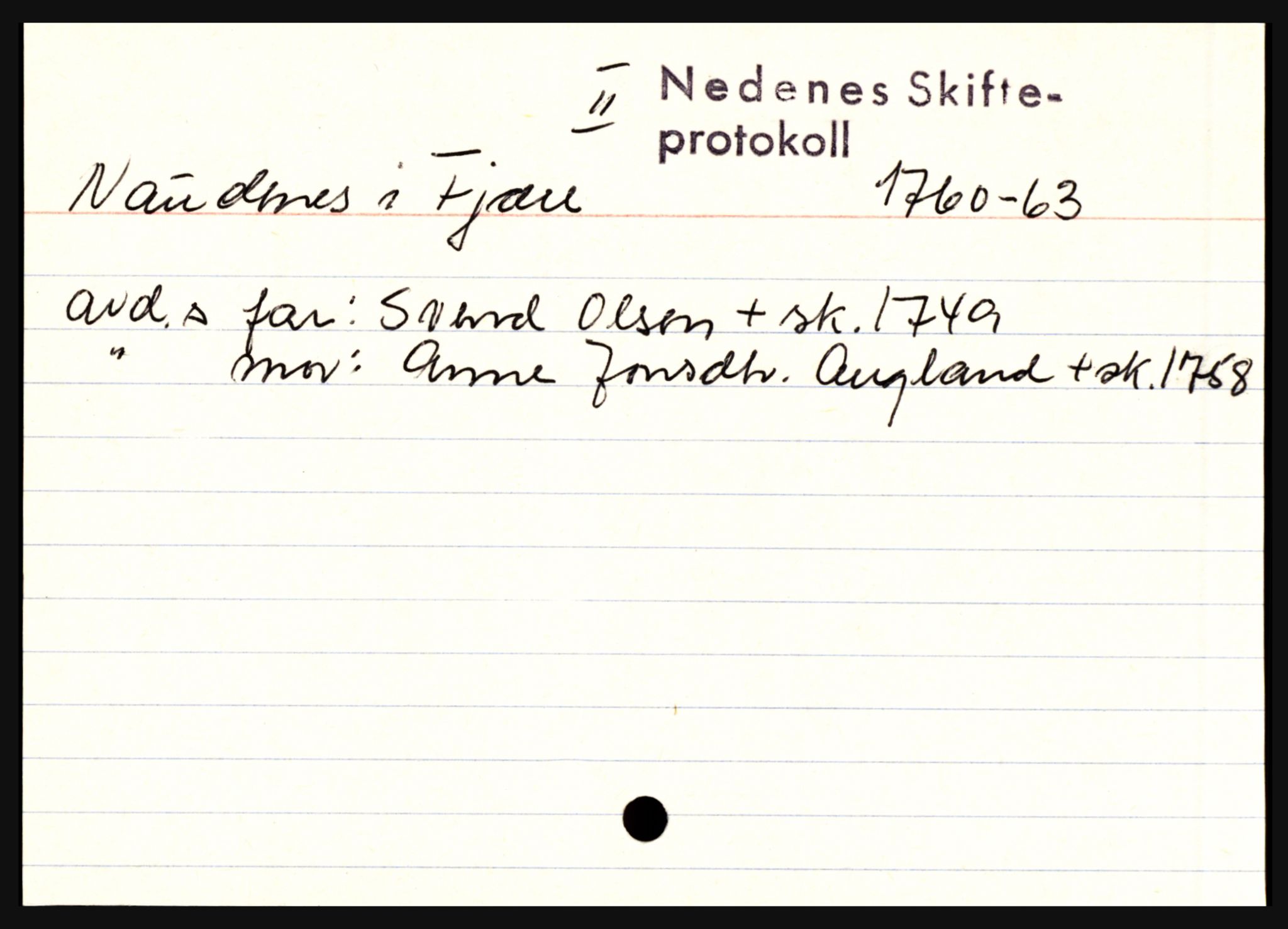 Nedenes sorenskriveri før 1824, AV/SAK-1221-0007/H, p. 21405