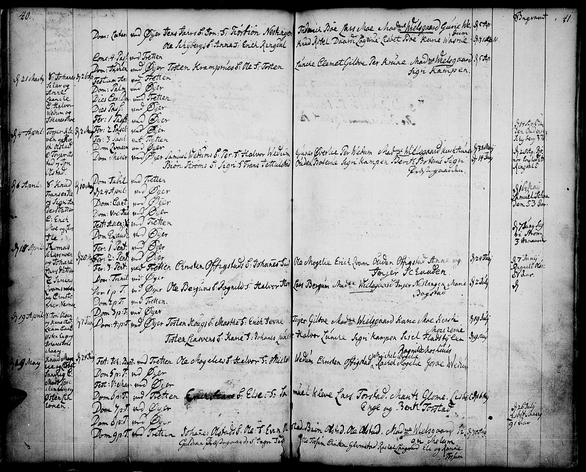 Øyer prestekontor, SAH/PREST-084/H/Ha/Haa/L0002: Parish register (official) no. 2, 1733-1784, p. 40-41