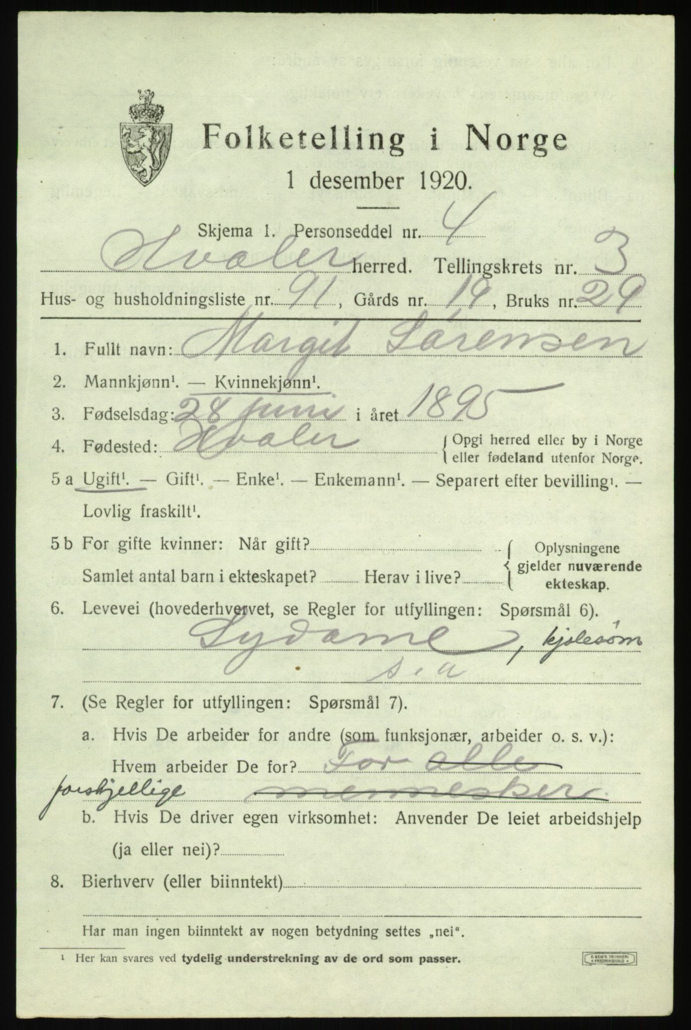 SAO, 1920 census for Hvaler, 1920, p. 4812