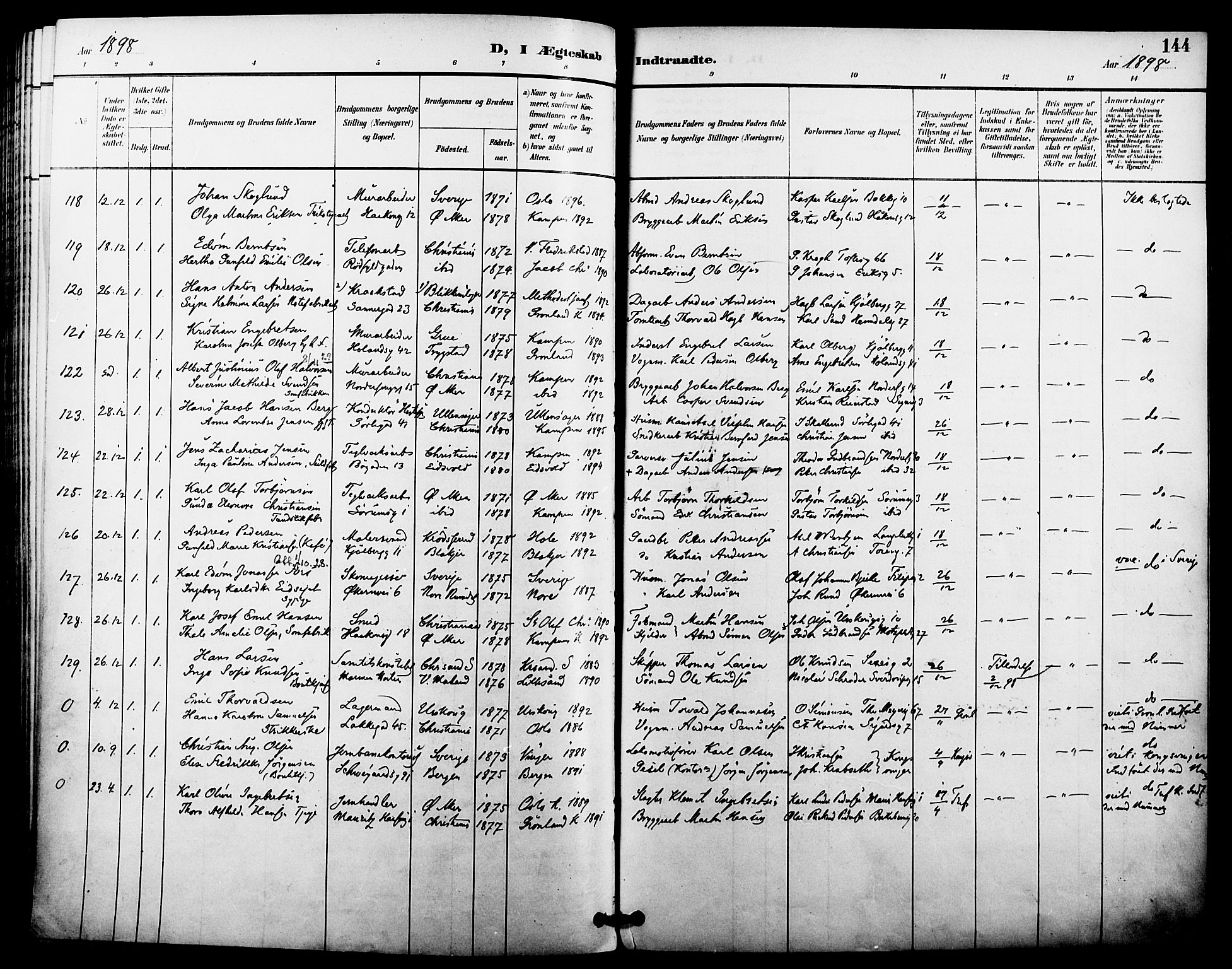 Kampen prestekontor Kirkebøker, SAO/A-10853/F/Fa/L0008: Parish register (official) no. I 8, 1892-1902, p. 144