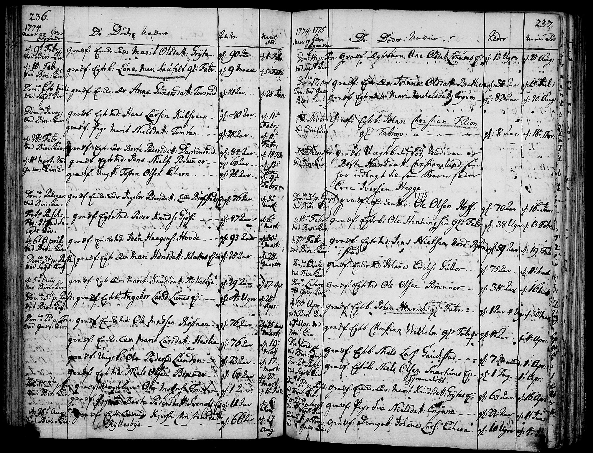 Biri prestekontor, AV/SAH-PREST-096/H/Ha/Haa/L0002: Parish register (official) no. 2, 1754-1789, p. 236-237