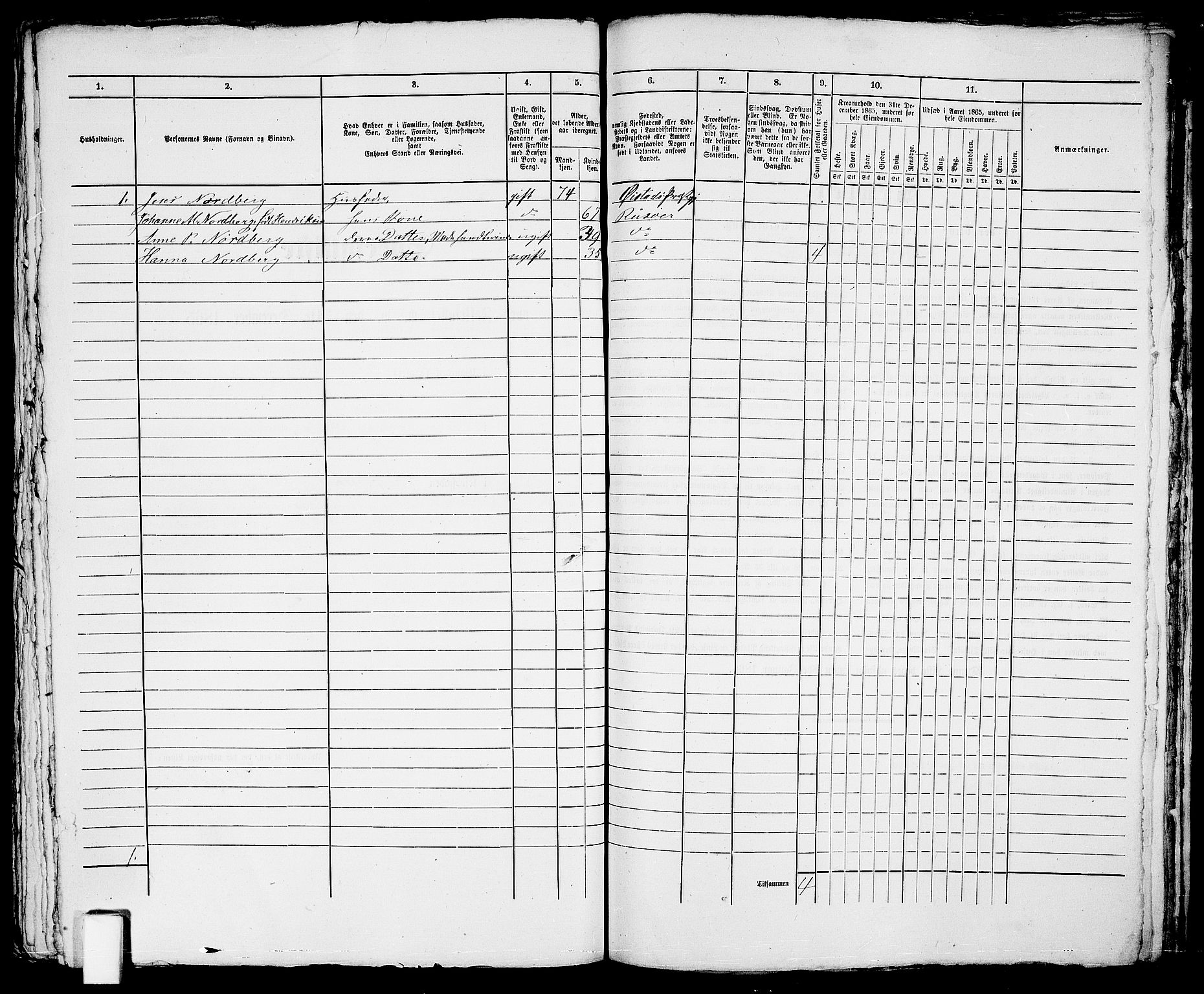 RA, 1865 census for Risør/Risør, 1865, p. 654