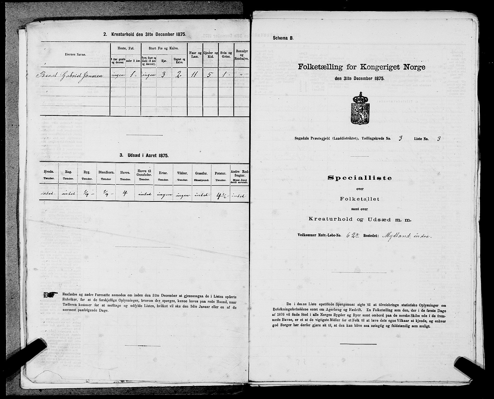 SAST, 1875 census for 1111L Sokndal/Sokndal, 1875, p. 194