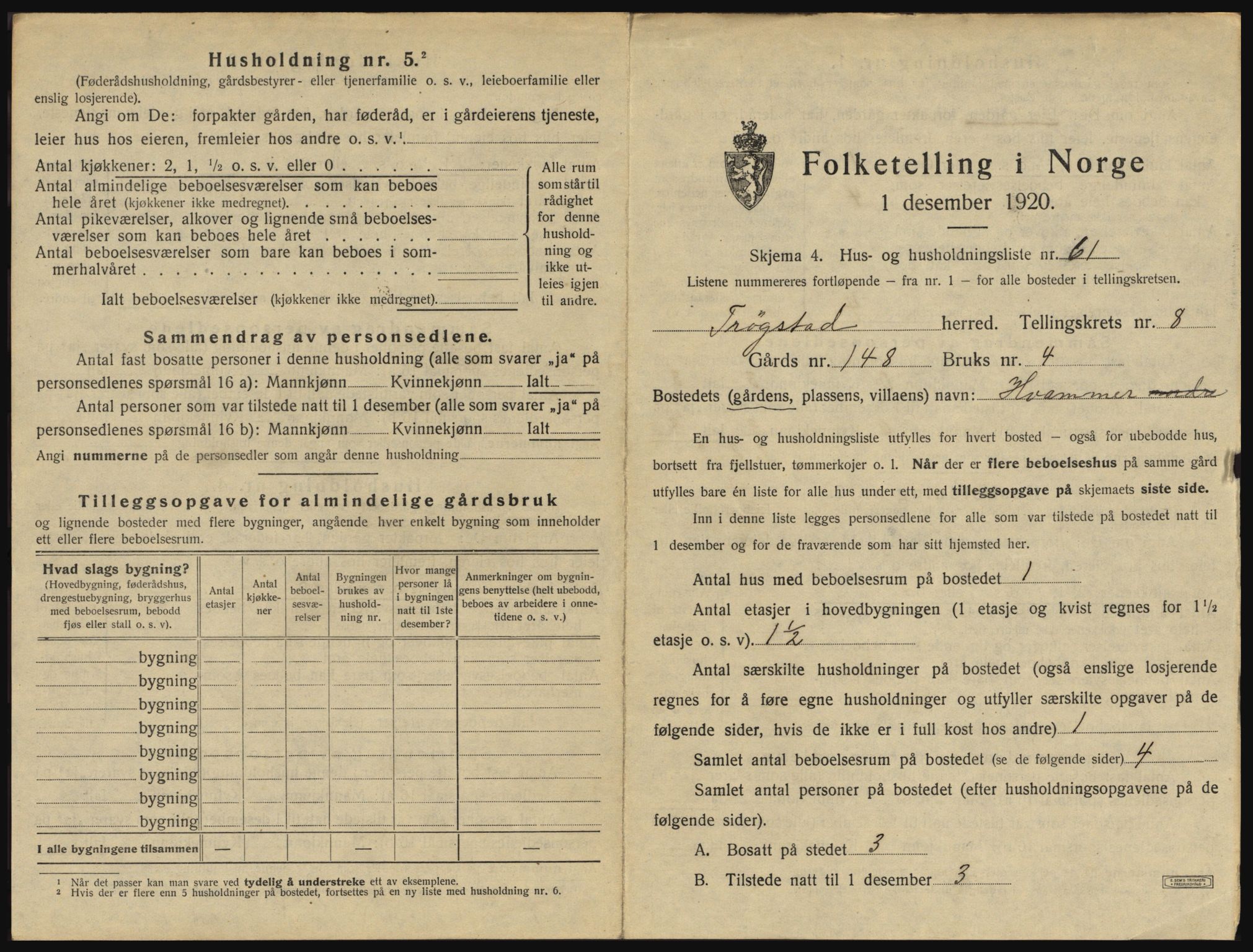 SAO, 1920 census for Trøgstad, 1920, p. 1394