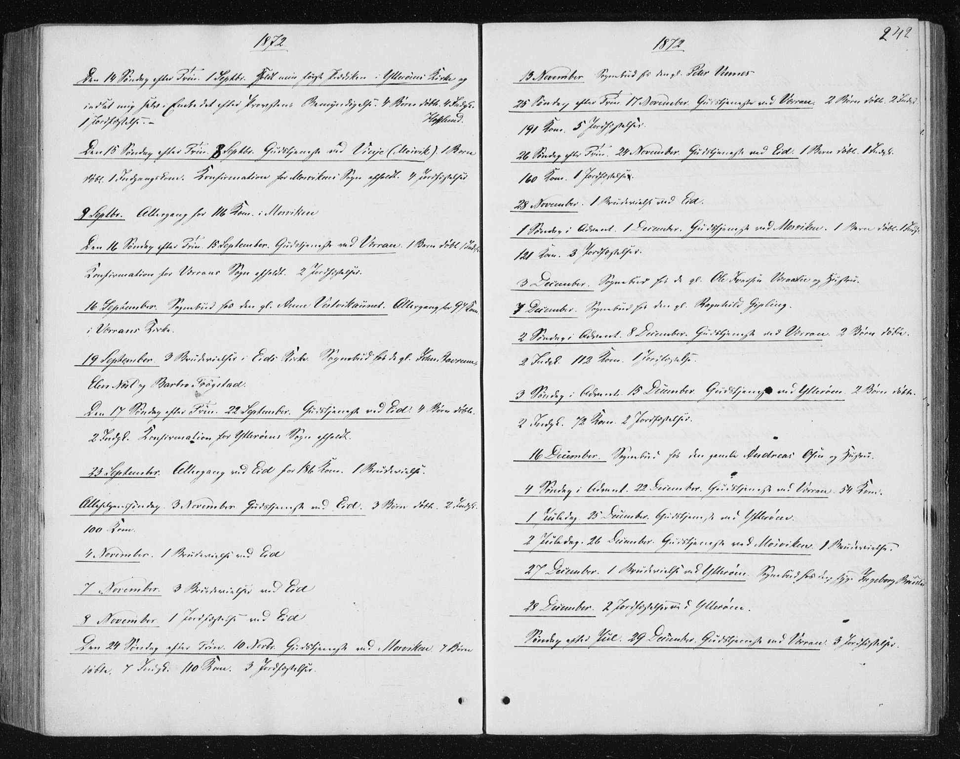 Ministerialprotokoller, klokkerbøker og fødselsregistre - Nord-Trøndelag, SAT/A-1458/722/L0219: Parish register (official) no. 722A06, 1868-1880, p. 242