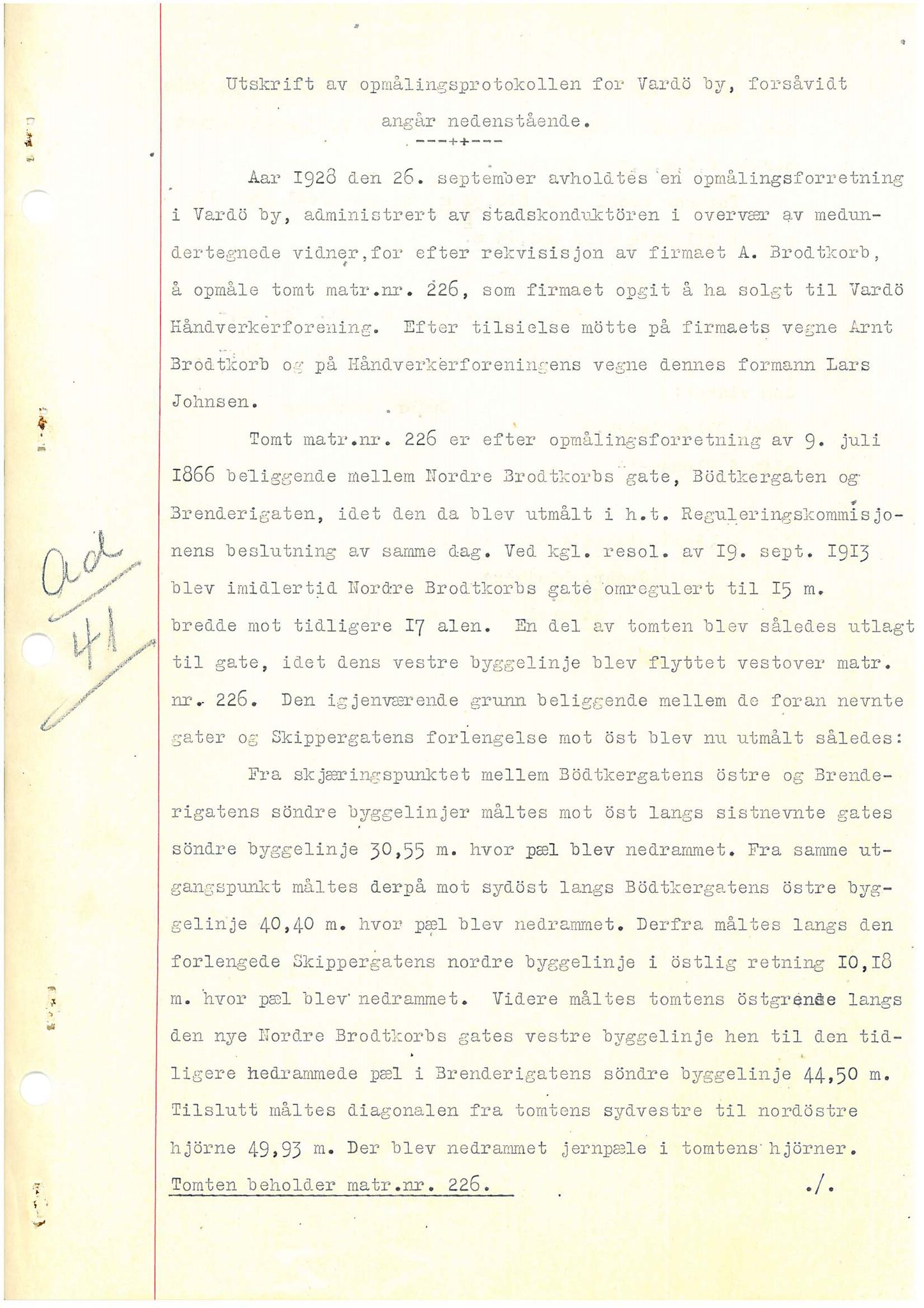 Brodtkorb handel A/S, VAMU/A-0001/Q/Qb/L0001: Skjøter og grunnbrev i Vardø by, 1822-1943, p. 250