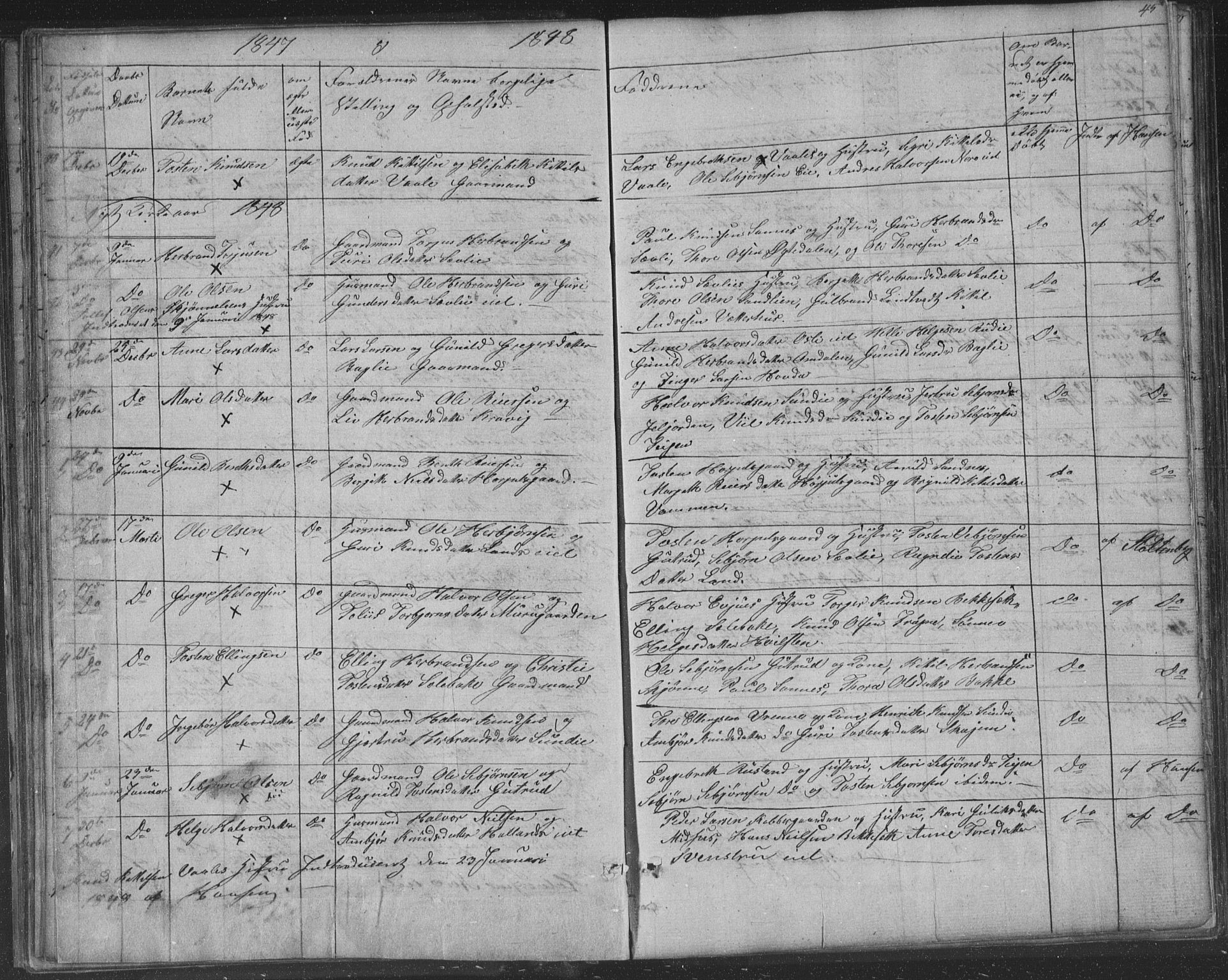 Nore kirkebøker, AV/SAKO-A-238/F/Fa/L0001: Parish register (official) no. I 1, 1836-1855, p. 45