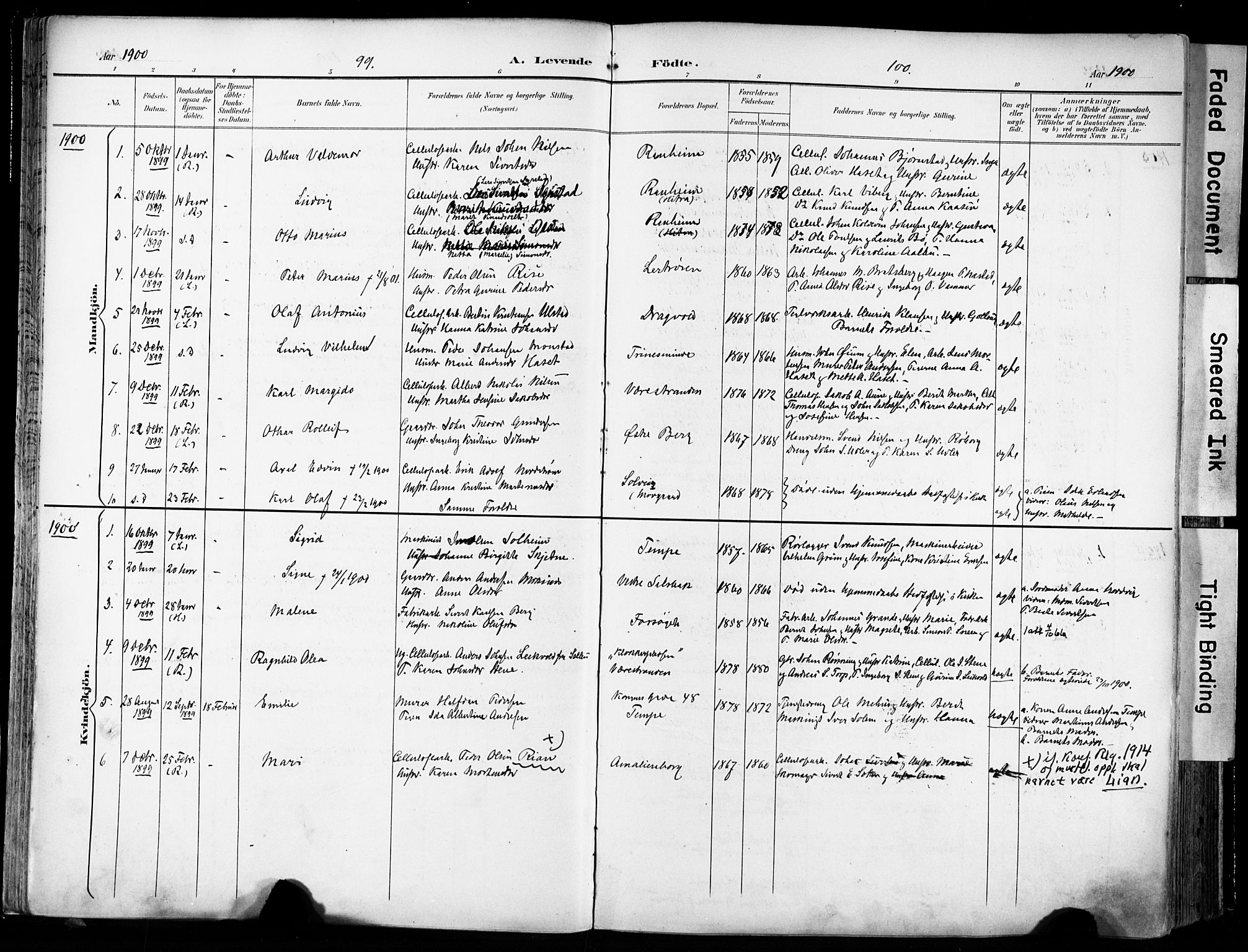 Ministerialprotokoller, klokkerbøker og fødselsregistre - Sør-Trøndelag, SAT/A-1456/606/L0301: Parish register (official) no. 606A16, 1894-1907, p. 99-100