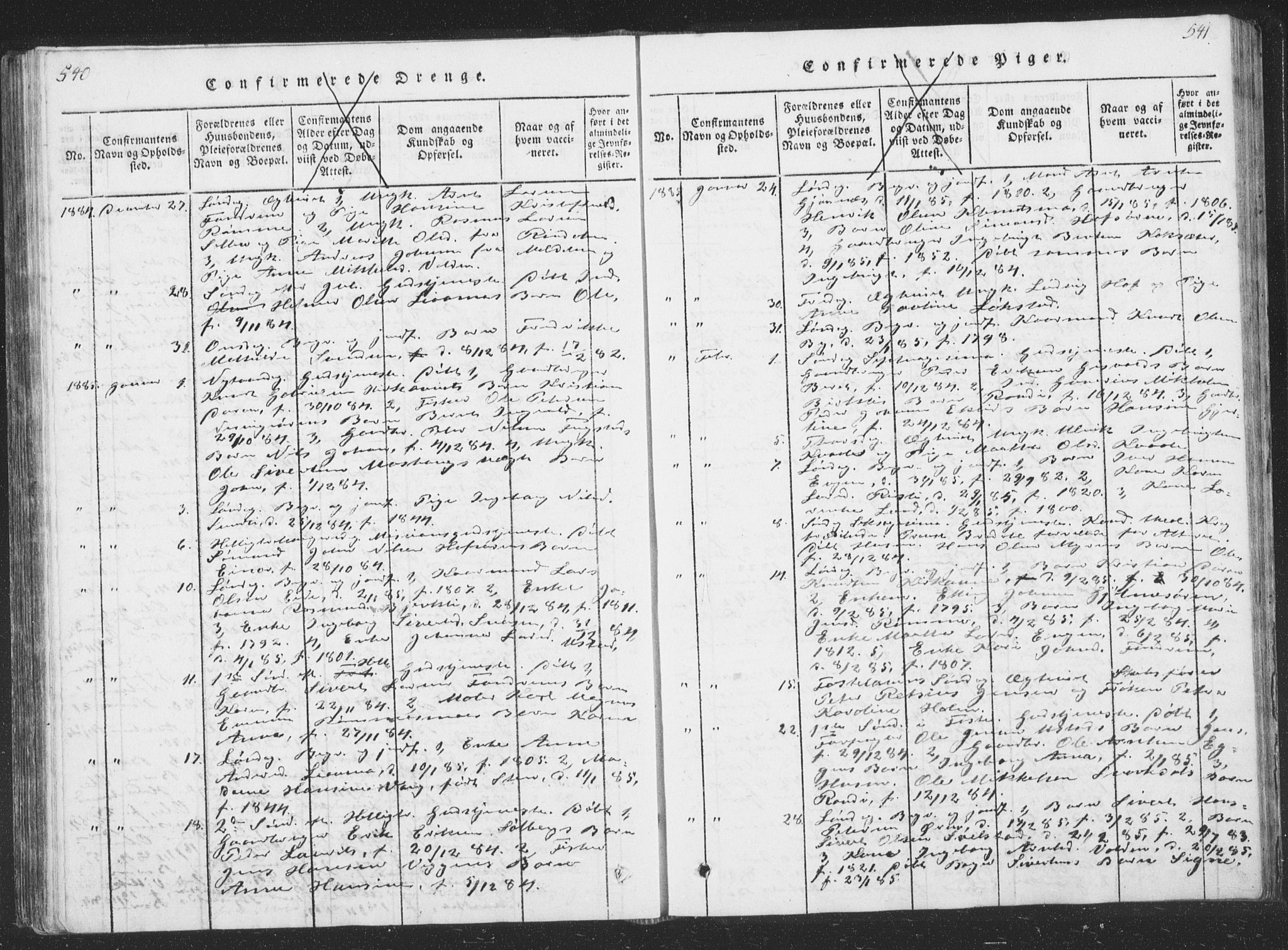 Ministerialprotokoller, klokkerbøker og fødselsregistre - Sør-Trøndelag, SAT/A-1456/668/L0816: Parish register (copy) no. 668C05, 1816-1893, p. 540-541