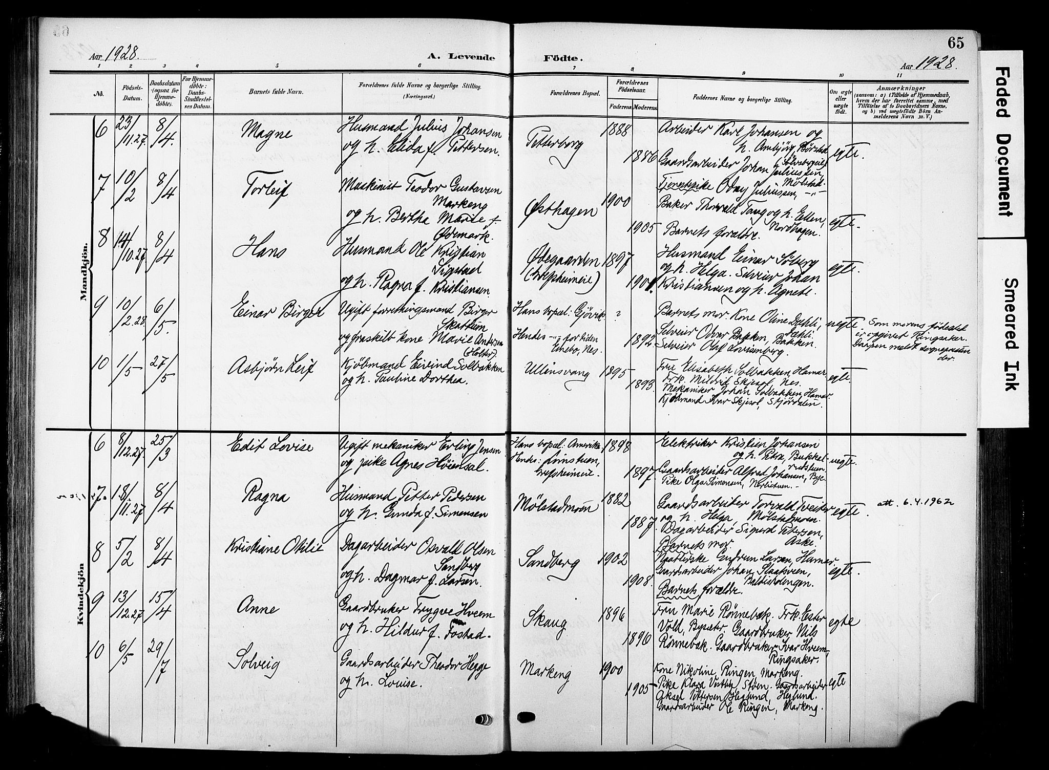 Nes prestekontor, Hedmark, AV/SAH-PREST-020/K/Ka/L0014: Parish register (official) no. 14, 1906-1929, p. 65