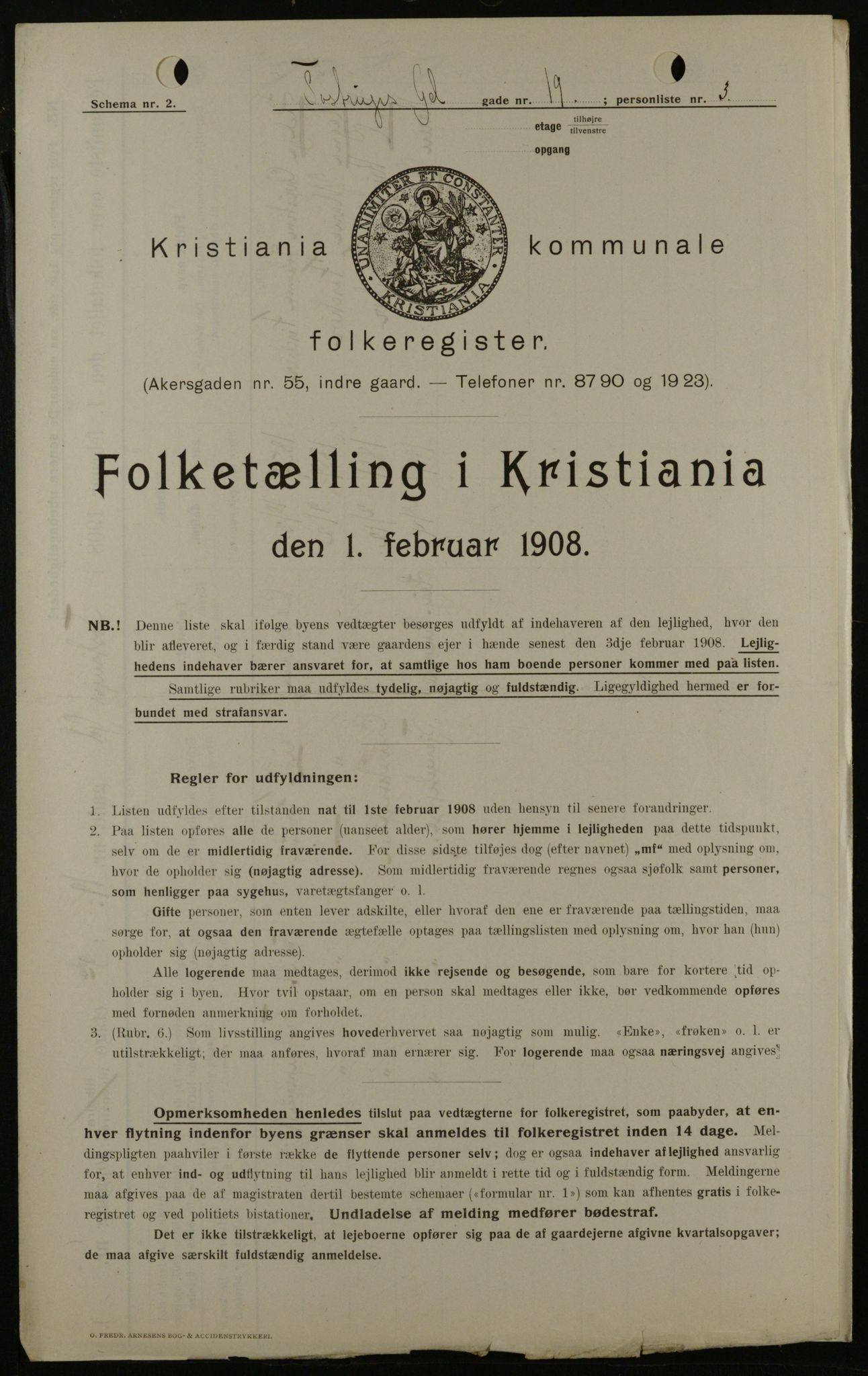 OBA, Municipal Census 1908 for Kristiania, 1908, p. 103693