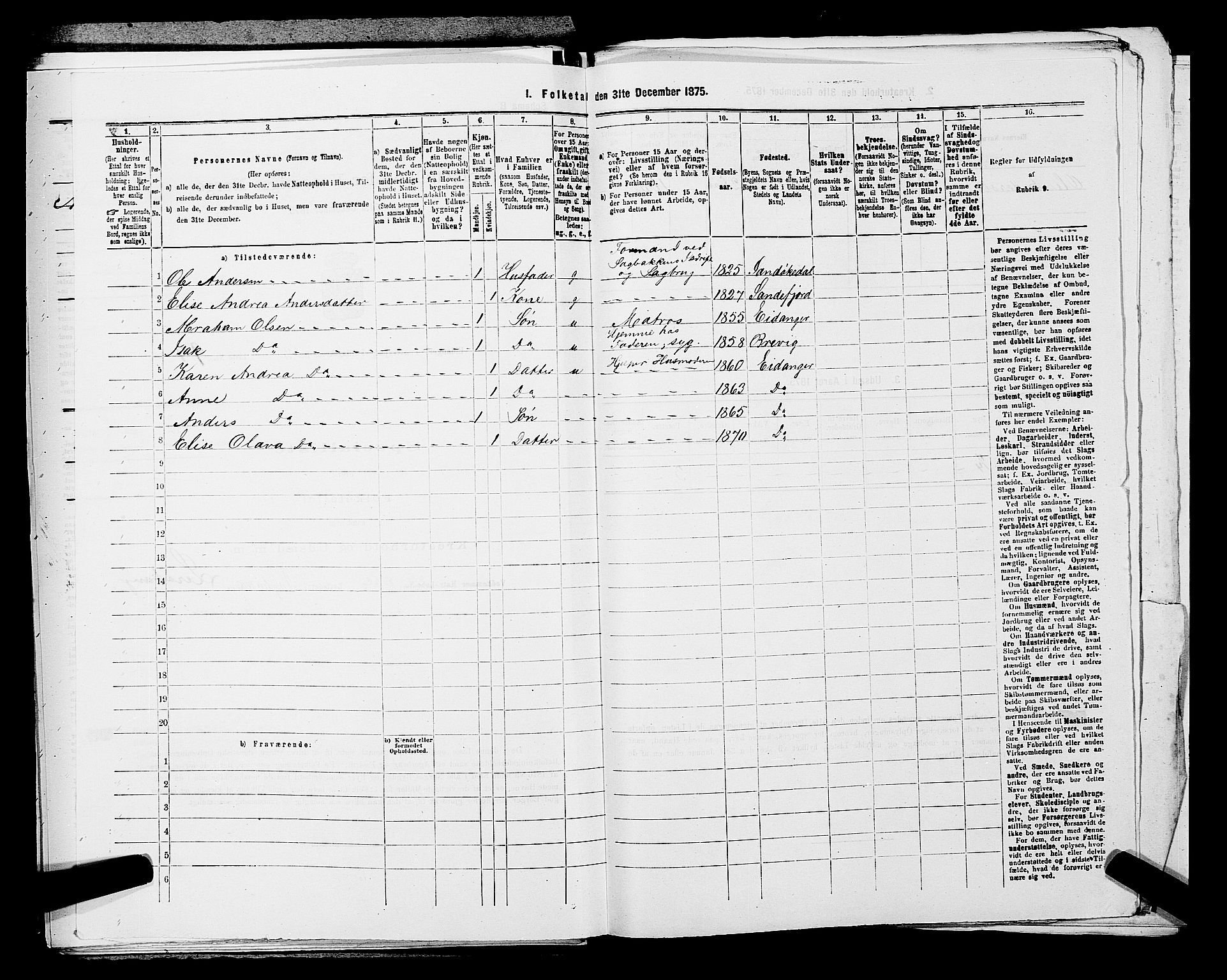 SAKO, 1875 census for 0813P Eidanger, 1875, p. 671