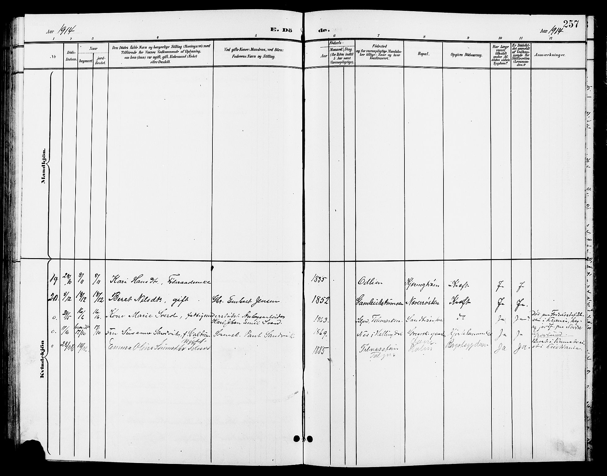 Tynset prestekontor, AV/SAH-PREST-058/H/Ha/Hab/L0009: Parish register (copy) no. 9, 1900-1914, p. 257