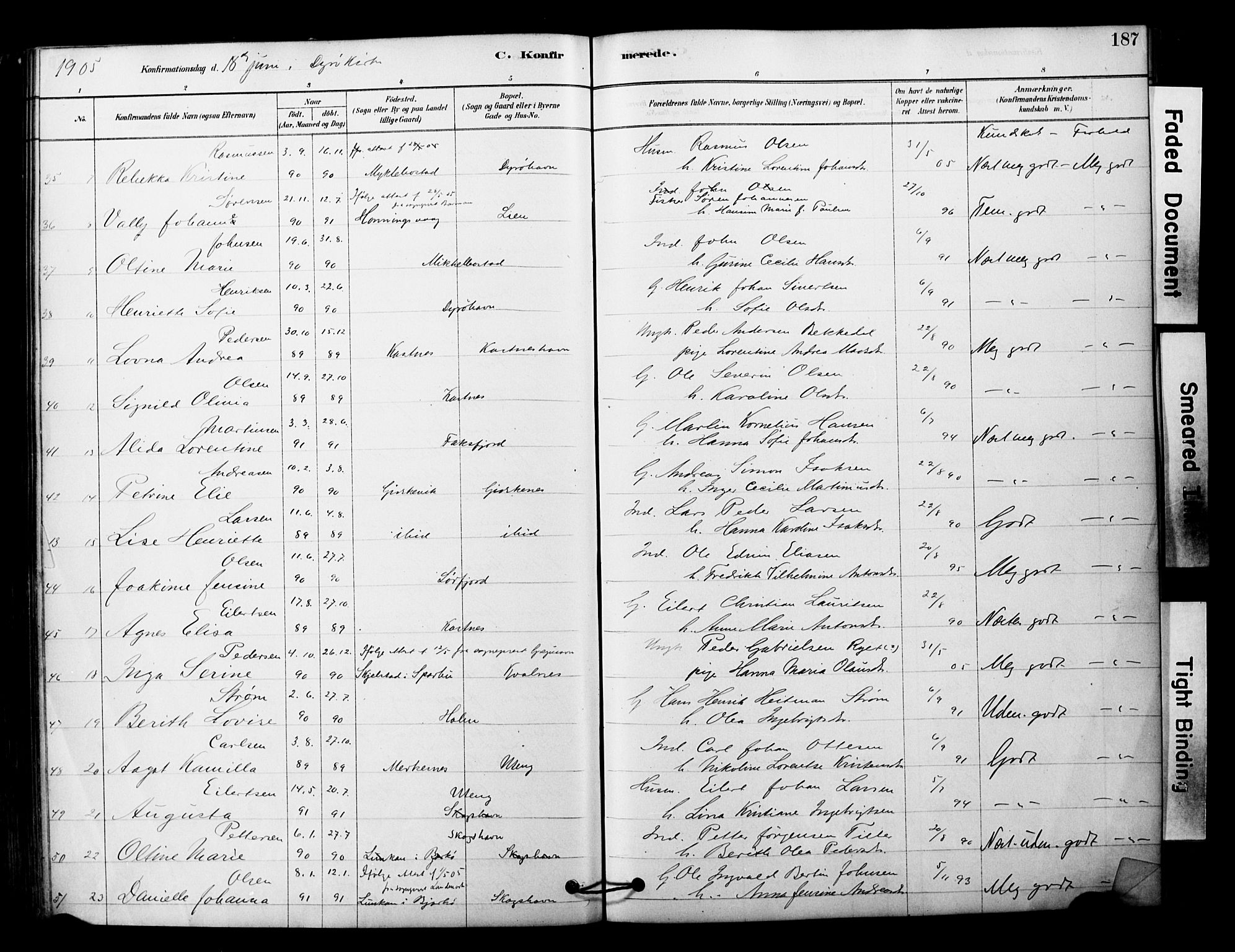 Tranøy sokneprestkontor, SATØ/S-1313/I/Ia/Iaa/L0011kirke: Parish register (official) no. 11, 1878-1904, p. 187
