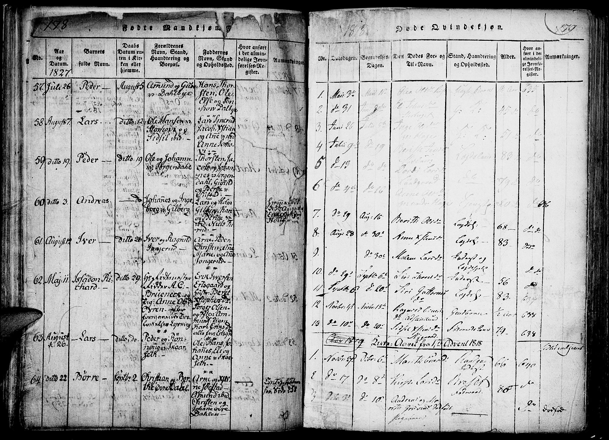 Fåberg prestekontor, SAH/PREST-086/H/Ha/Haa/L0003: Parish register (official) no. 3, 1818-1833, p. 178-179