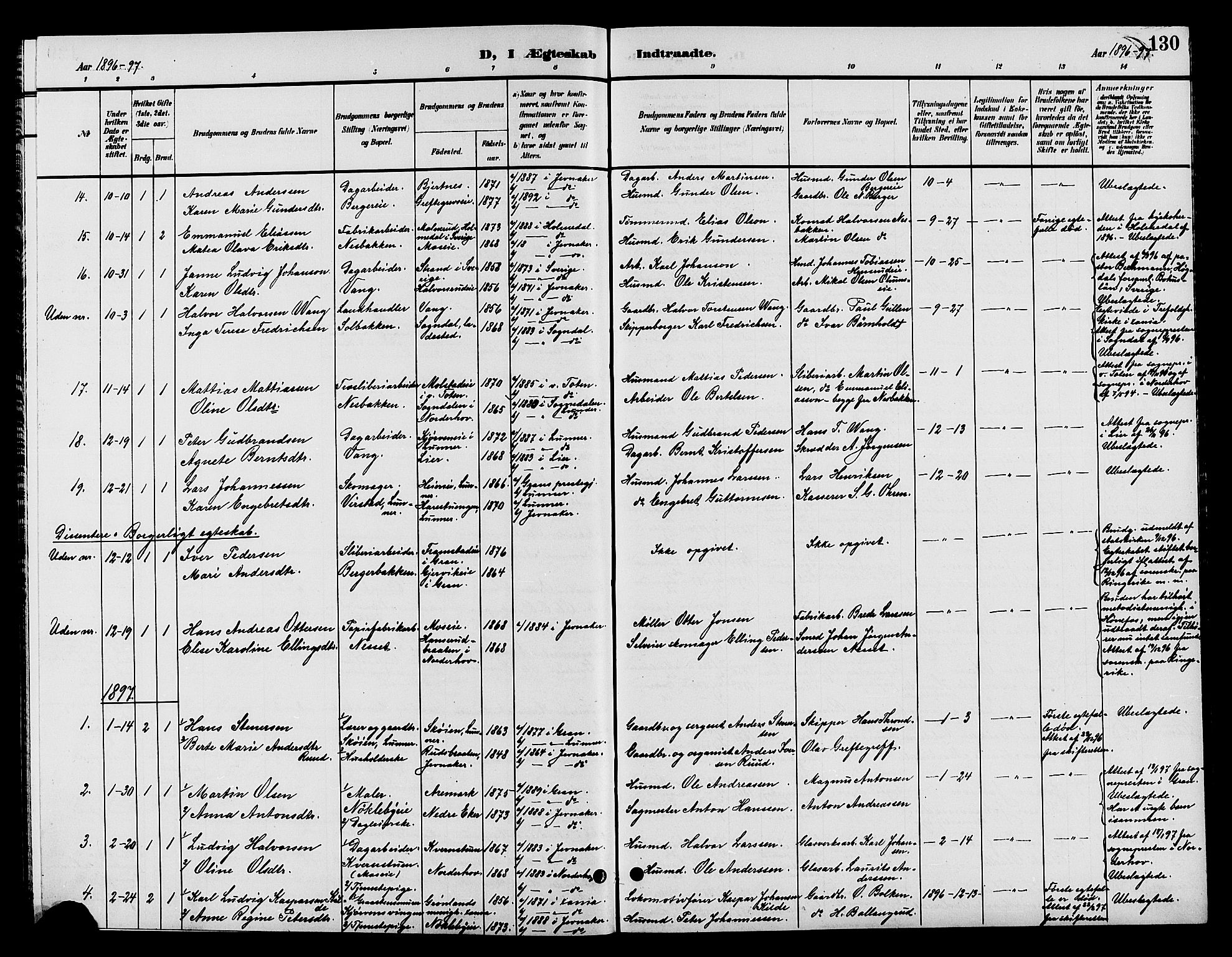 Jevnaker prestekontor, SAH/PREST-116/H/Ha/Hab/L0002: Parish register (copy) no. 2, 1896-1906, p. 130