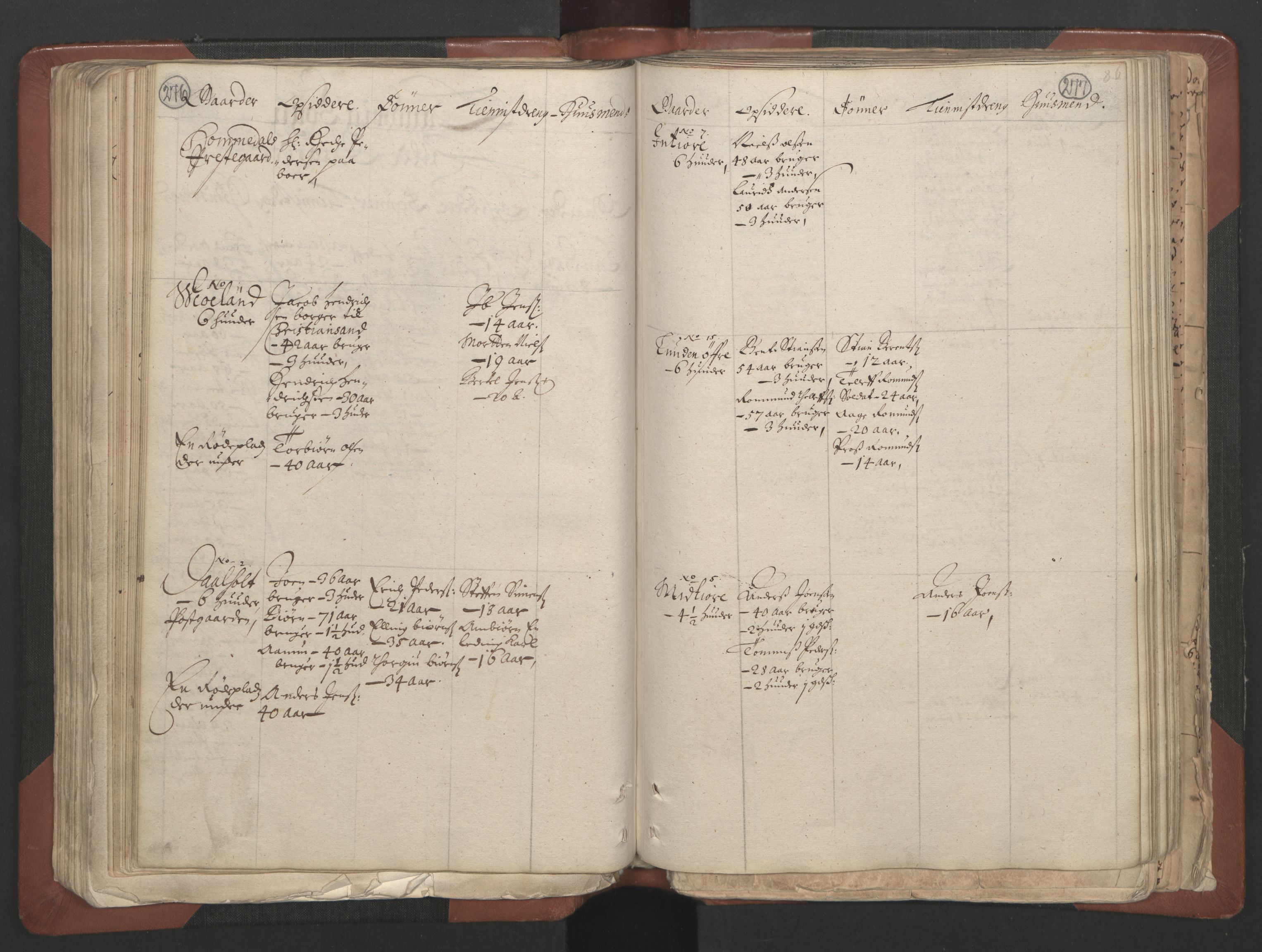 RA, Bailiff's Census 1664-1666, no. 7: Nedenes fogderi, 1664-1666, p. 276-277