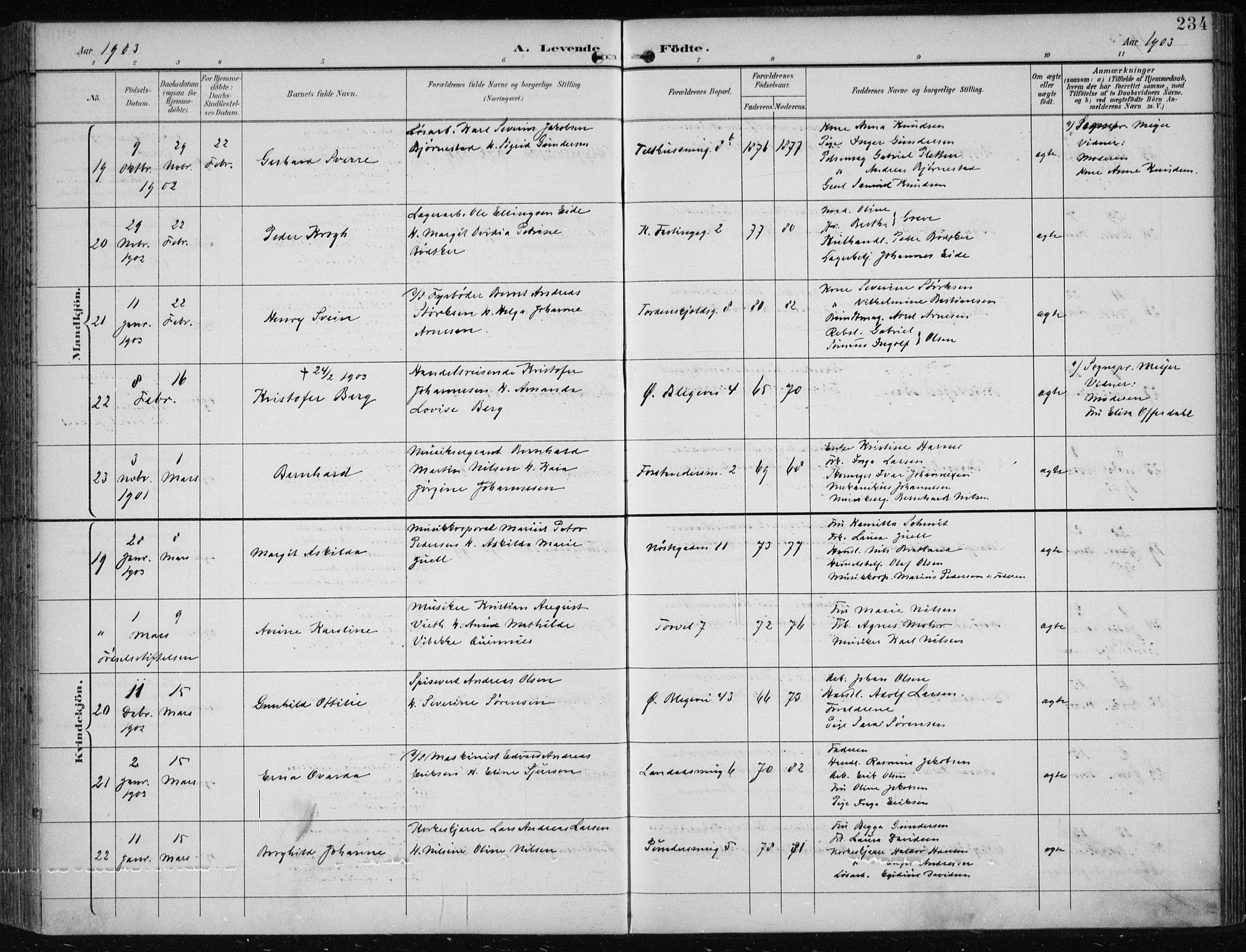 Korskirken sokneprestembete, AV/SAB-A-76101/H/Hab: Parish register (copy) no. B 10, 1896-1905, p. 234