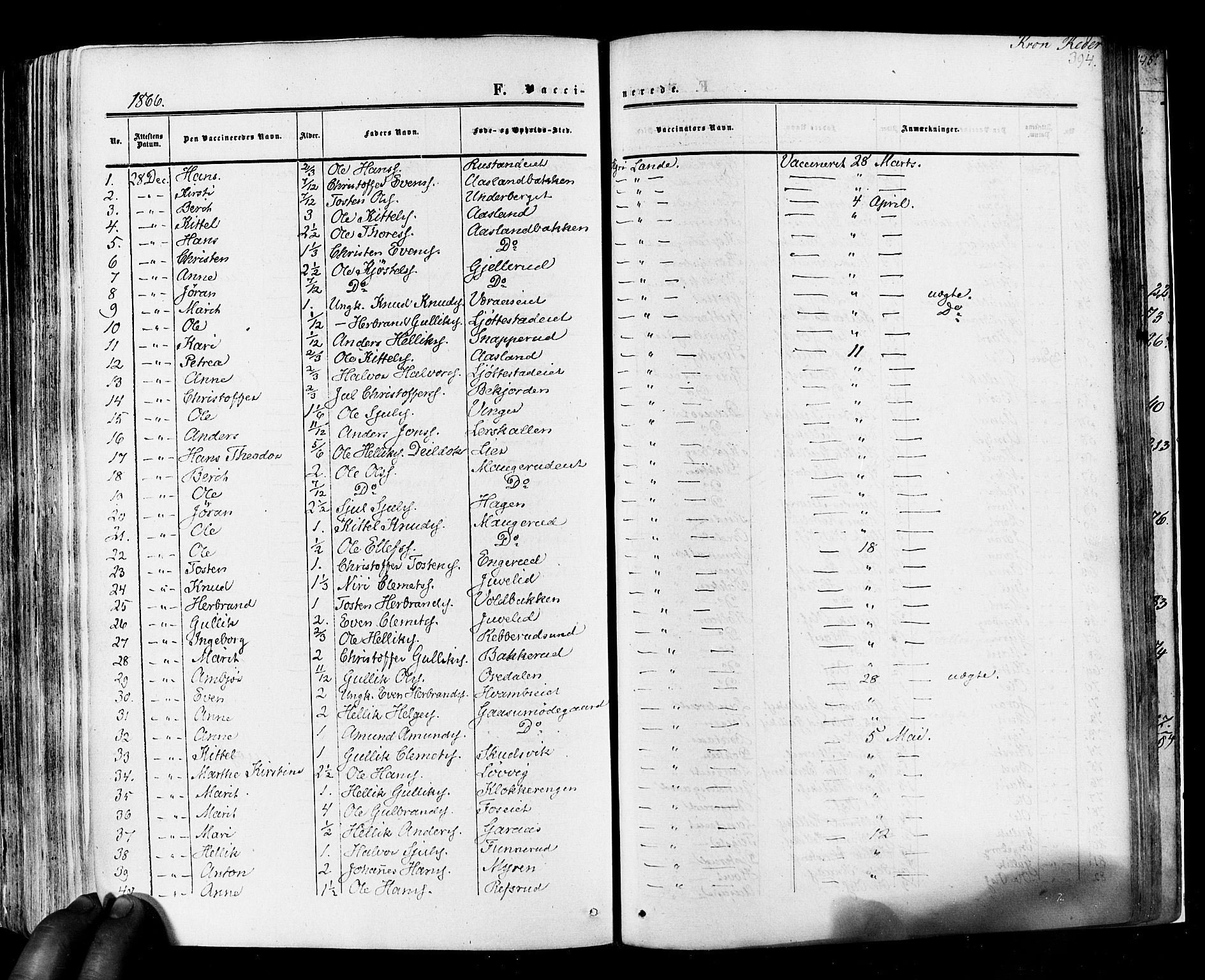 Flesberg kirkebøker, SAKO/A-18/F/Fa/L0007: Parish register (official) no. I 7, 1861-1878, p. 394