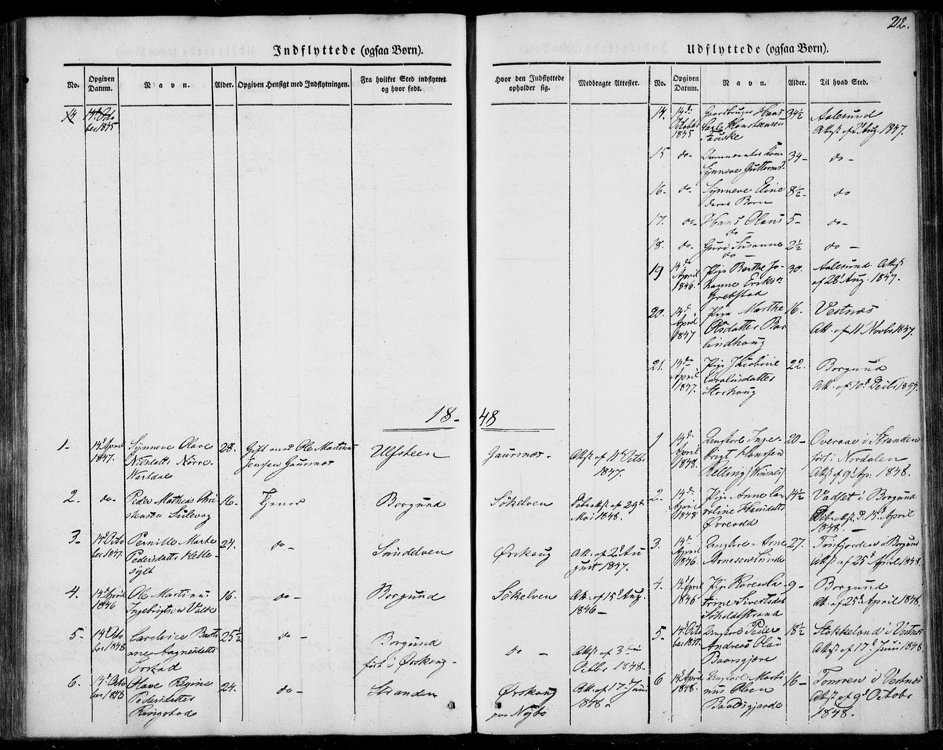 Ministerialprotokoller, klokkerbøker og fødselsregistre - Møre og Romsdal, SAT/A-1454/522/L0312: Parish register (official) no. 522A07, 1843-1851, p. 212