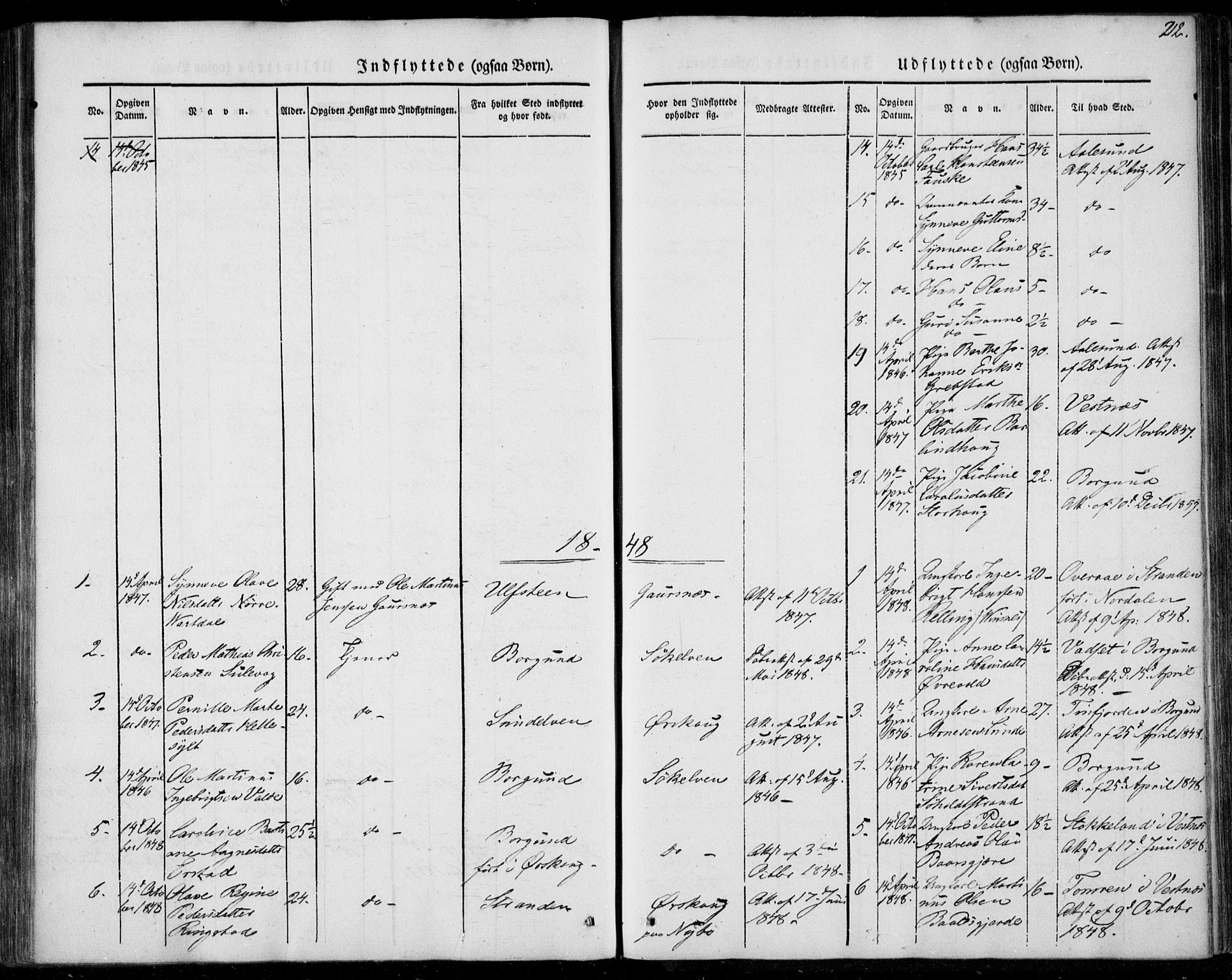 Ministerialprotokoller, klokkerbøker og fødselsregistre - Møre og Romsdal, AV/SAT-A-1454/522/L0312: Parish register (official) no. 522A07, 1843-1851, p. 212