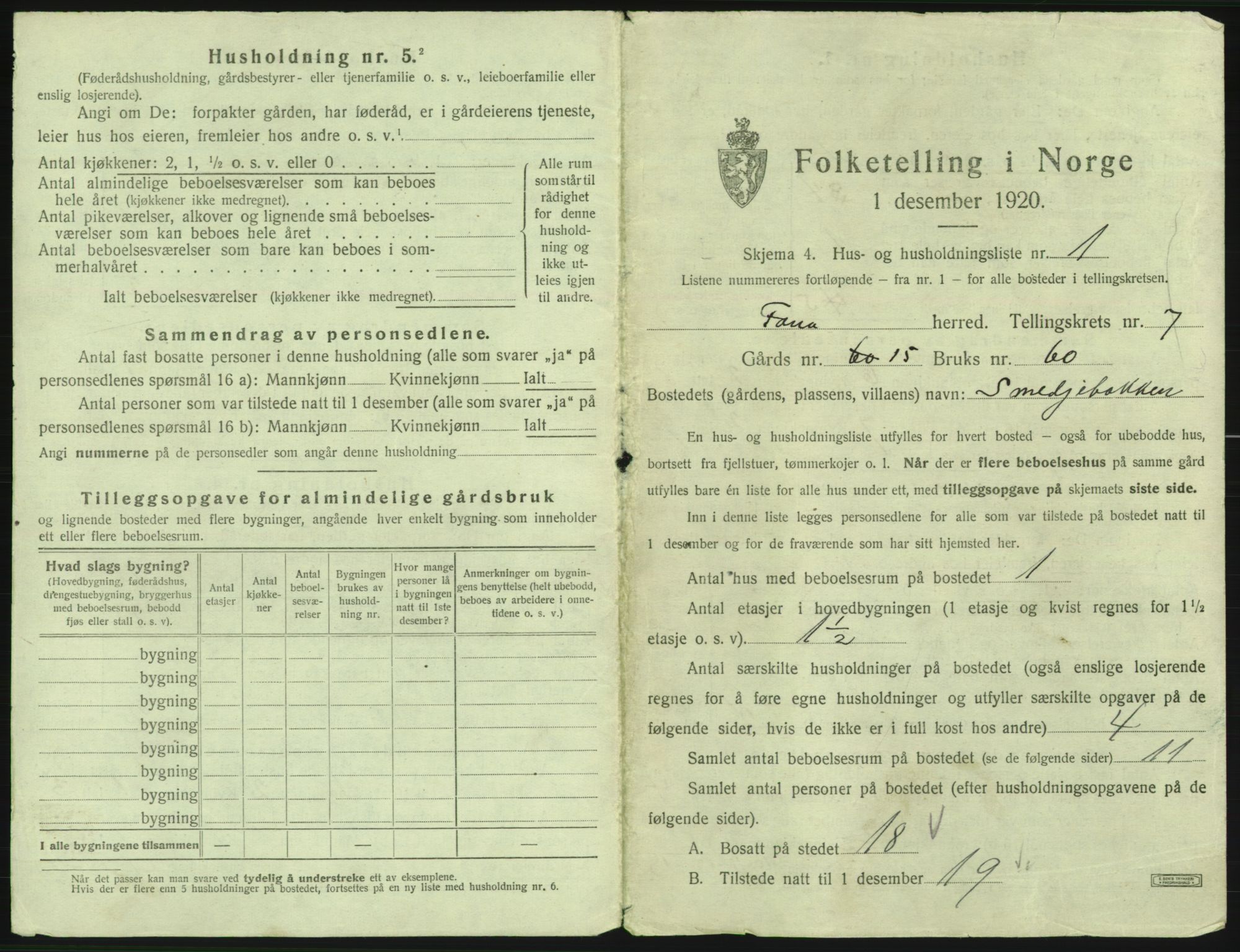 SAB, 1920 census for Fana, 1920, p. 1234