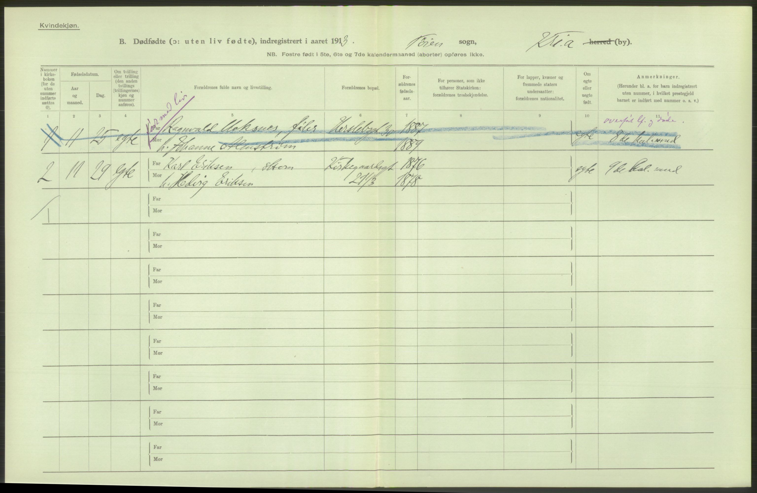 Statistisk sentralbyrå, Sosiodemografiske emner, Befolkning, RA/S-2228/D/Df/Dfb/Dfbc/L0010: Kristiania: Døde, dødfødte., 1913, p. 180