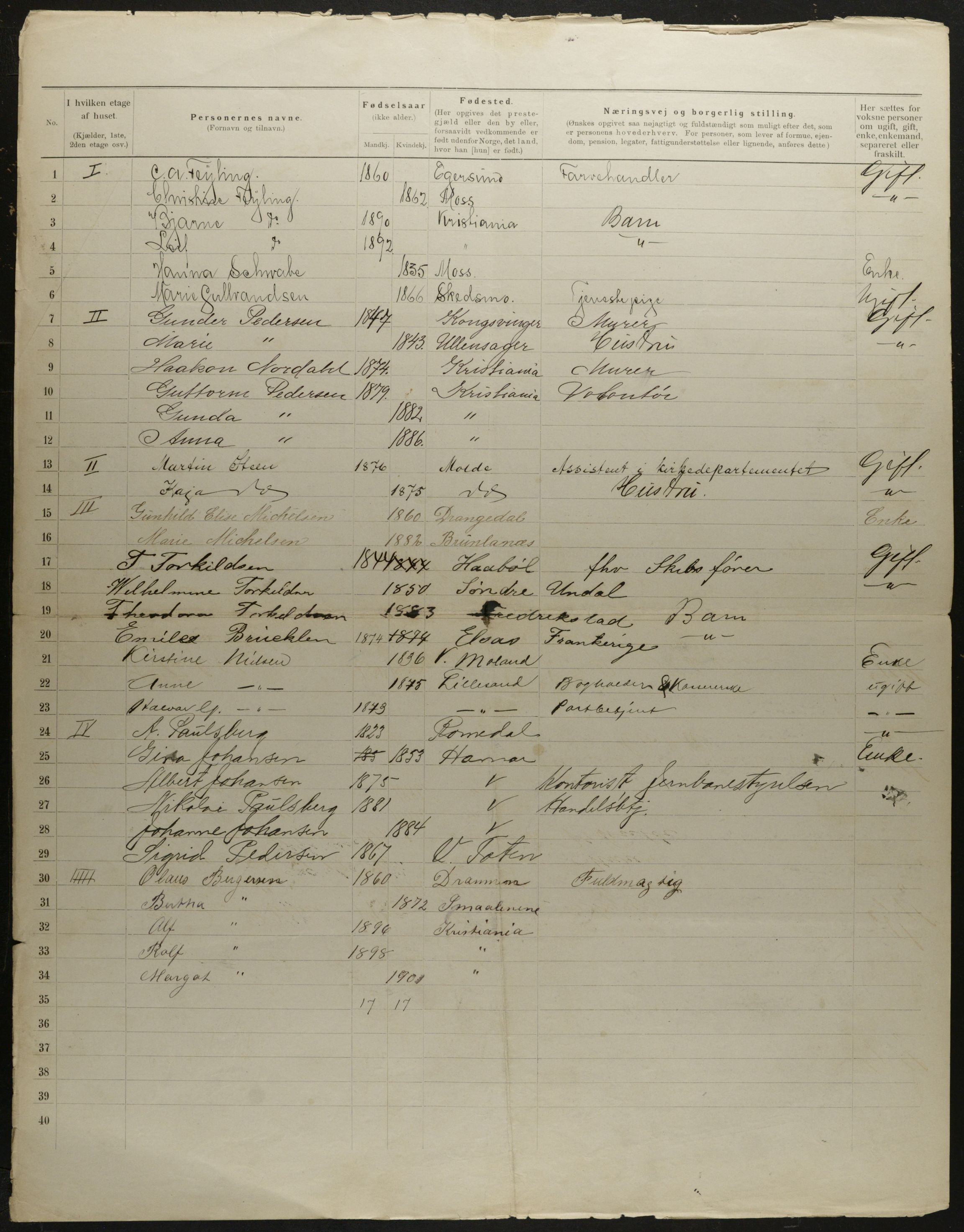 OBA, Municipal Census 1901 for Kristiania, 1901, p. 6185