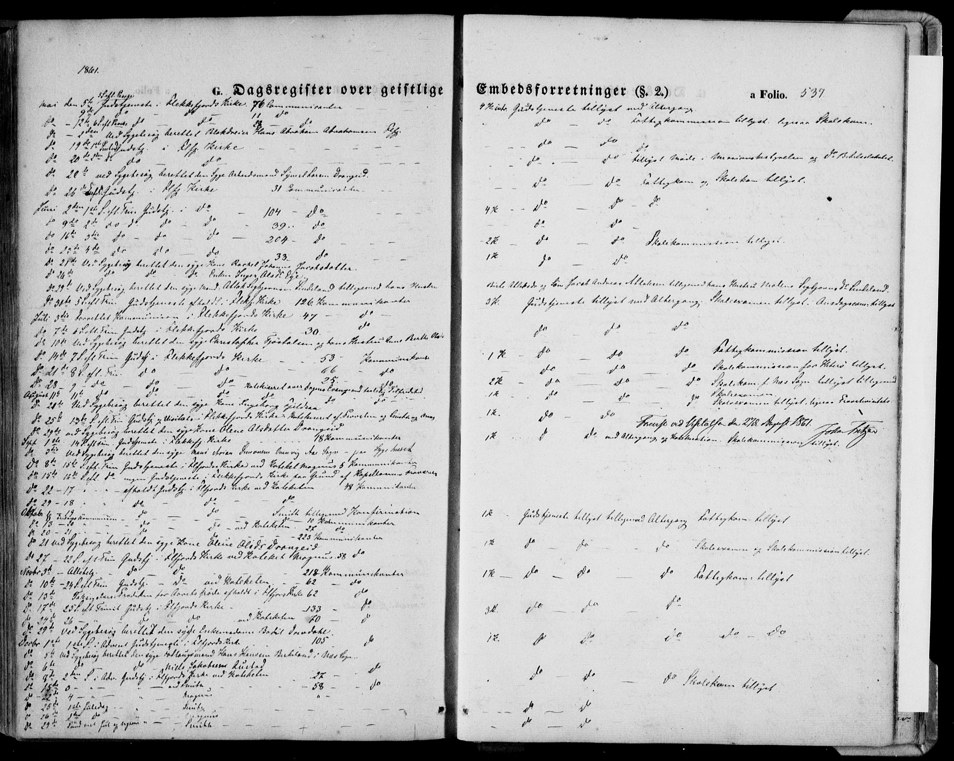 Flekkefjord sokneprestkontor, AV/SAK-1111-0012/F/Fa/Fac/L0005: Parish register (official) no. A 5, 1849-1875, p. 537