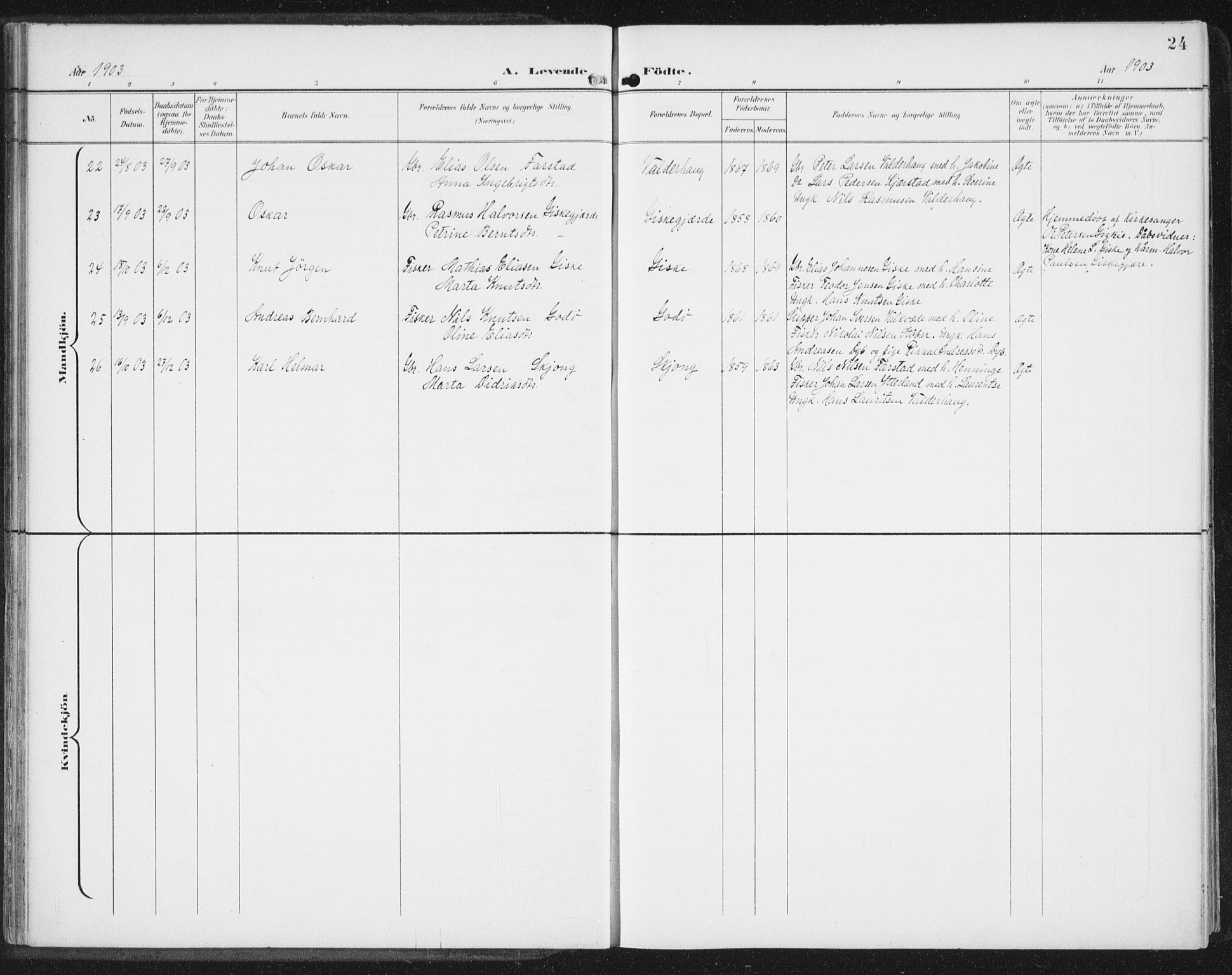 Ministerialprotokoller, klokkerbøker og fødselsregistre - Møre og Romsdal, AV/SAT-A-1454/534/L0489: Parish register (copy) no. 534C01, 1899-1941, p. 24