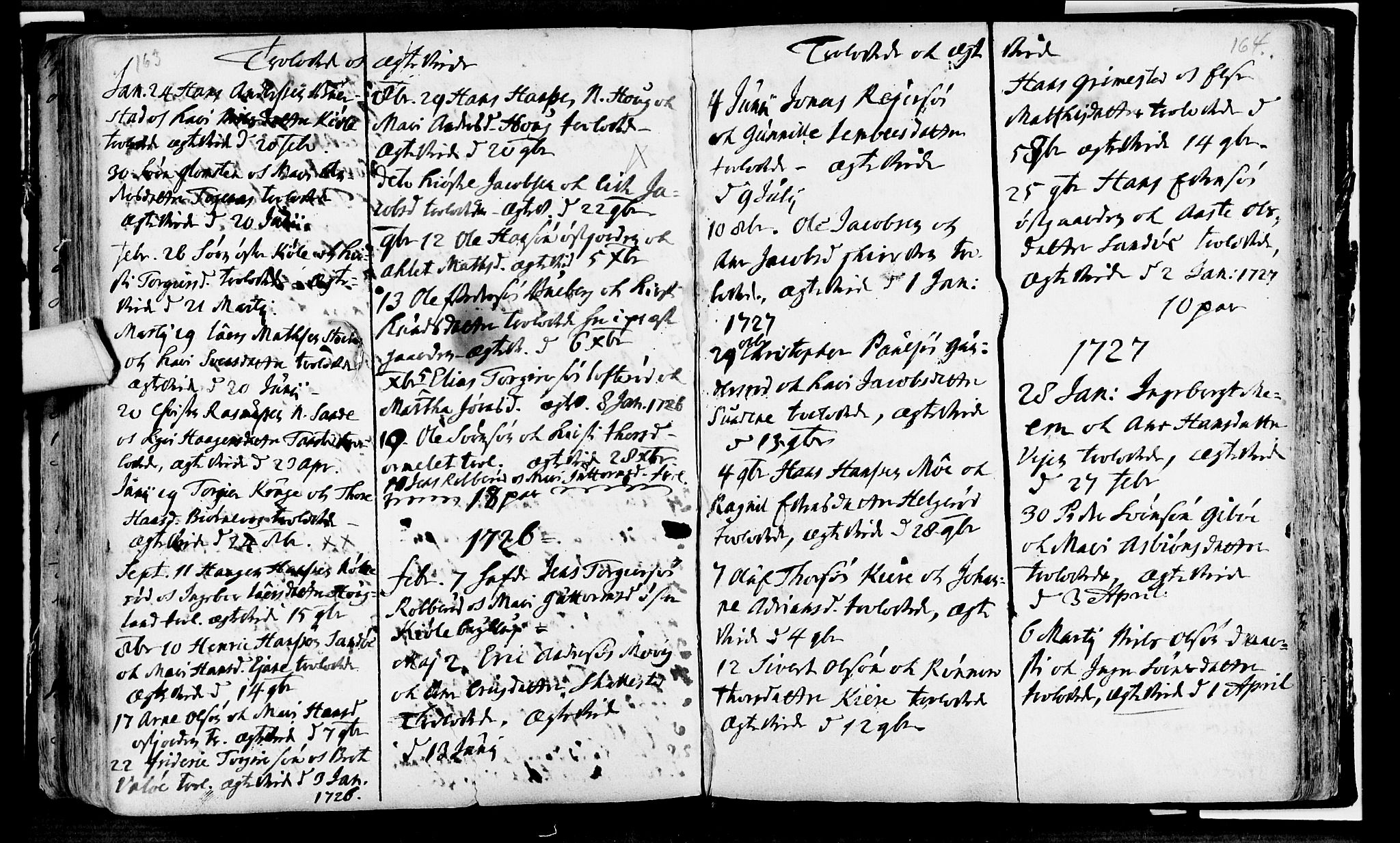 Nøtterøy kirkebøker, SAKO/A-354/F/Fa/L0001: Parish register (official) no. I 1, 1686-1738, p. 163-164