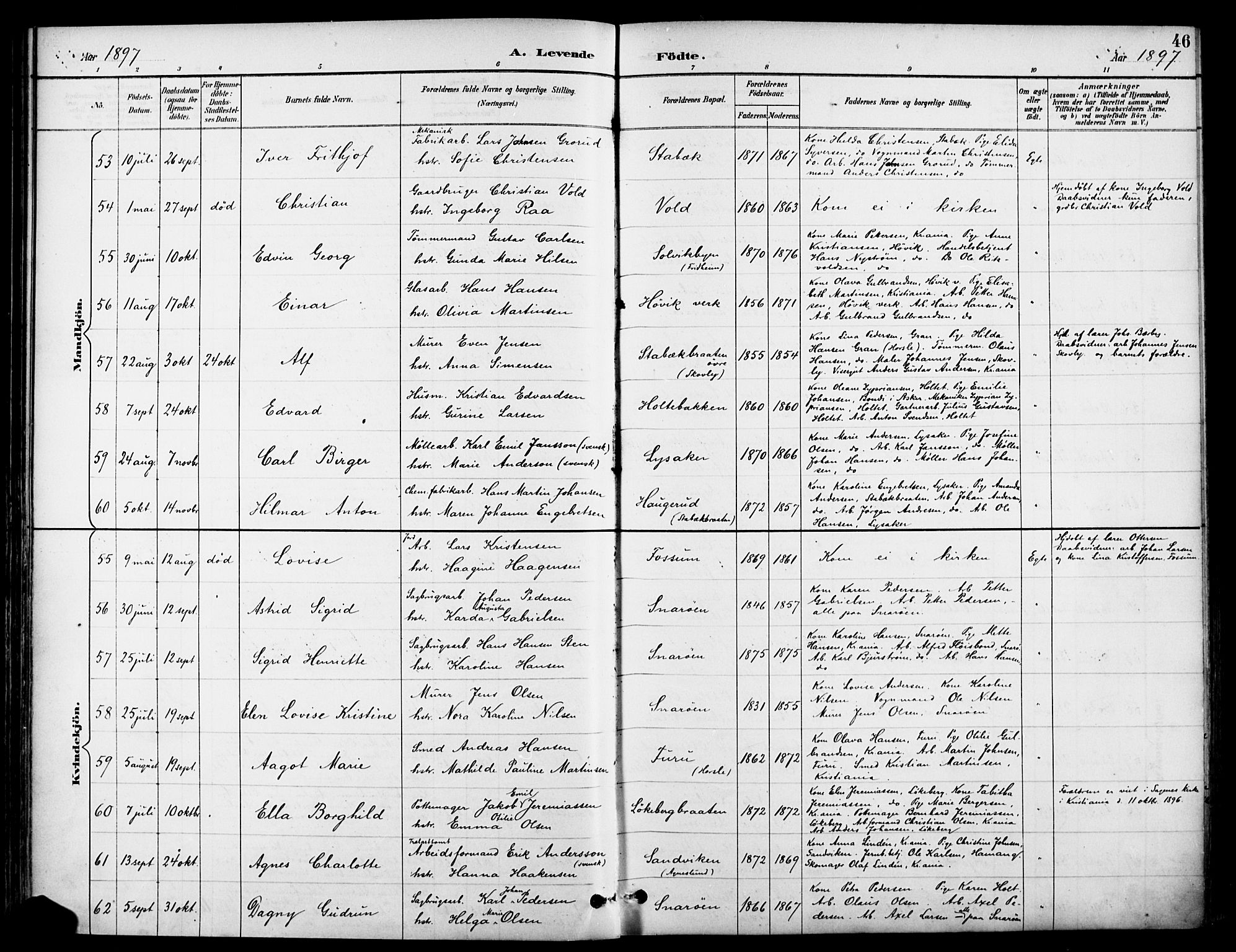 Asker prestekontor Kirkebøker, SAO/A-10256a/F/Fc/L0003: Parish register (official) no. III 3, 1892-1904, p. 46