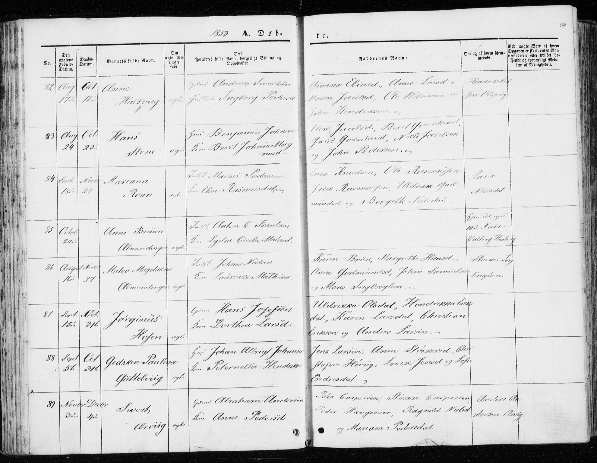 Ministerialprotokoller, klokkerbøker og fødselsregistre - Sør-Trøndelag, SAT/A-1456/657/L0704: Parish register (official) no. 657A05, 1846-1857, p. 74