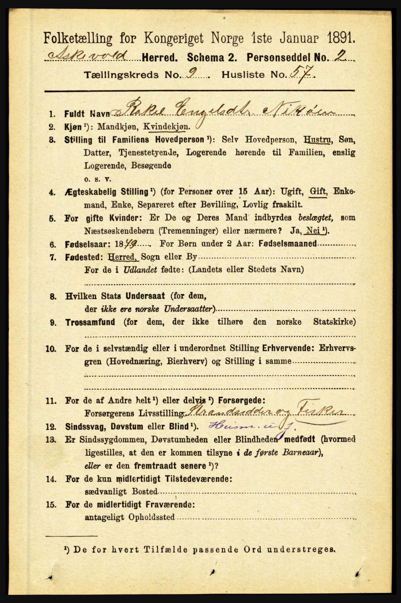 RA, 1891 census for 1428 Askvoll, 1891, p. 2926