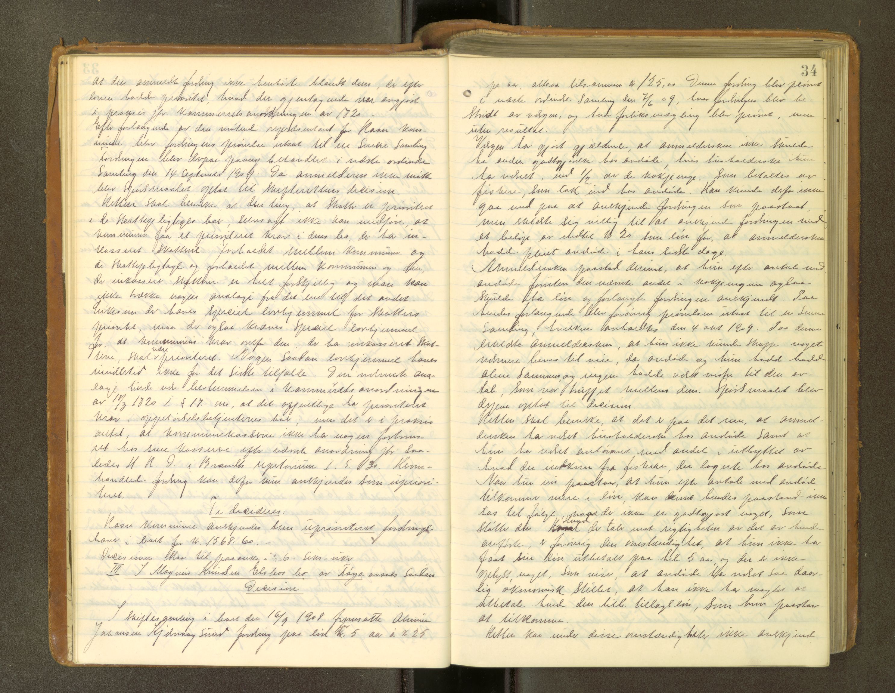 Fosen sorenskriveri, AV/SAT-A-1107/1/3/3B/L0010: Skiftebehandlingsprotokoll, 1909-1913, p. 34