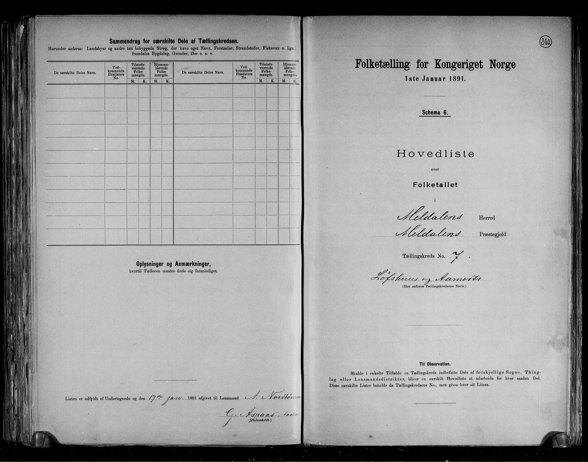 RA, 1891 census for 1636 Meldal, 1891, p. 22