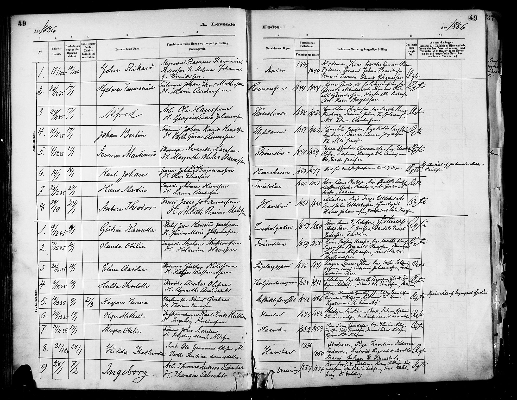 Barbu sokneprestkontor, AV/SAK-1111-0003/F/Fa/L0002: Parish register (official) no. A 2, 1883-1898, p. 49