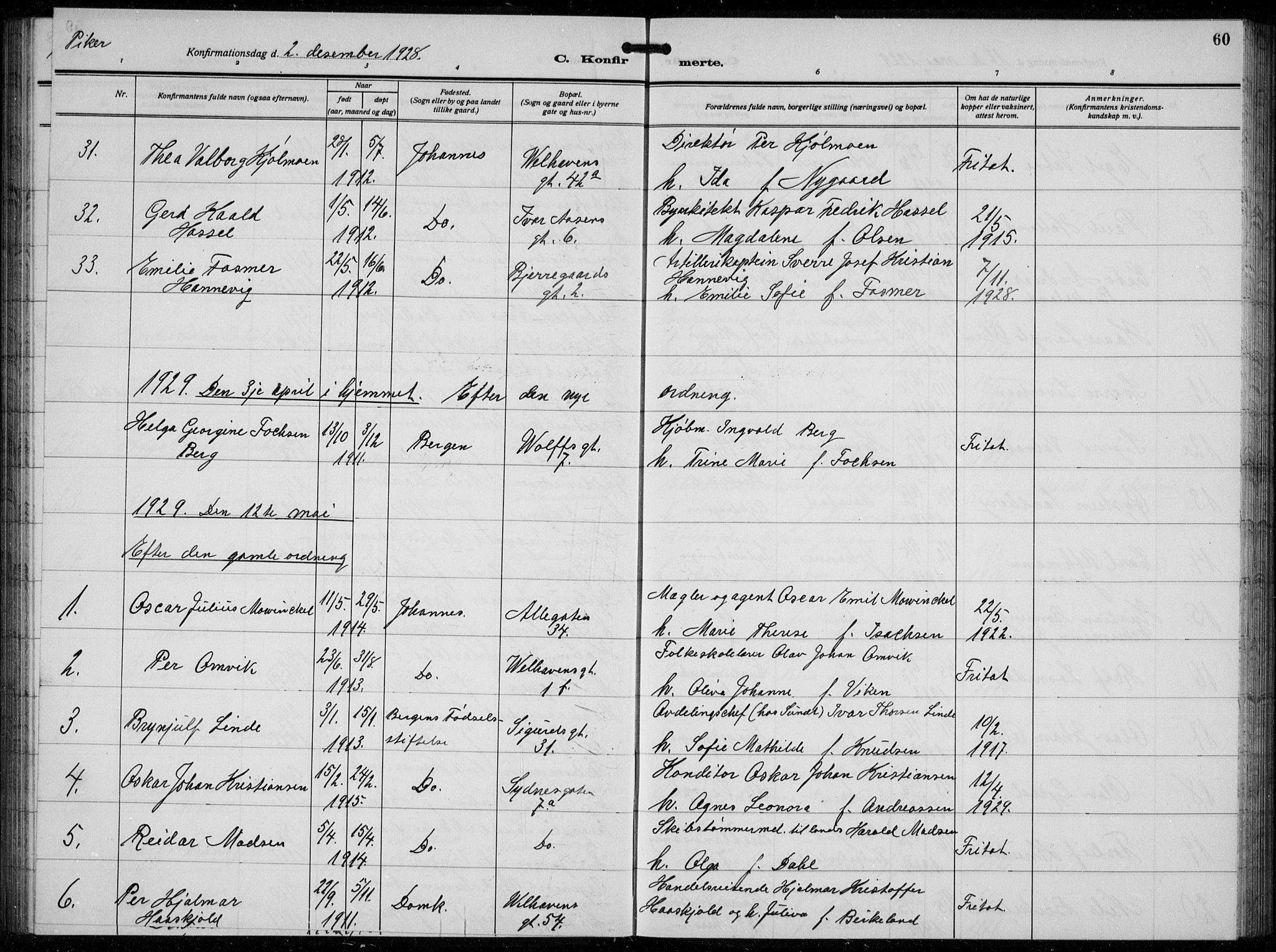 Johanneskirken sokneprestembete, AV/SAB-A-76001/H/Hab: Parish register (copy) no. B  3, 1925-1935, p. 59b-60a