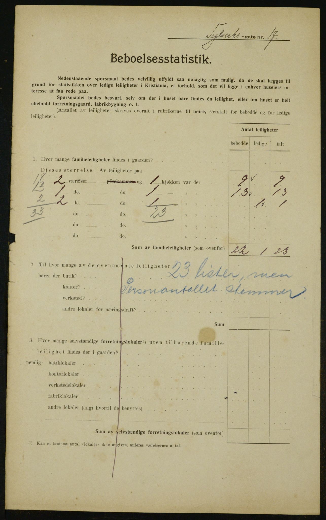 OBA, Municipal Census 1910 for Kristiania, 1910, p. 102147