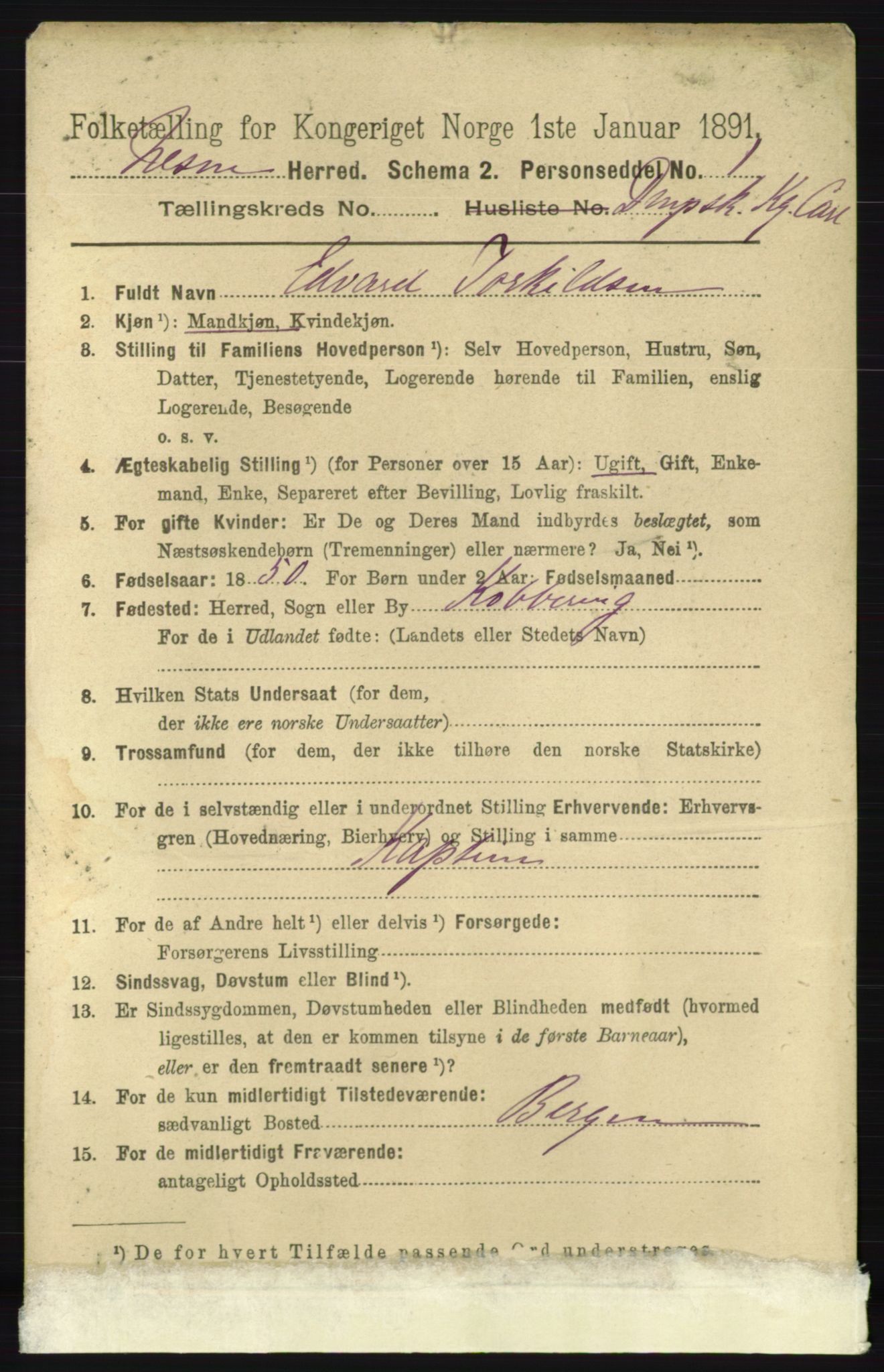 RA, 1891 census for 1828 Nesna, 1891, p. 4110