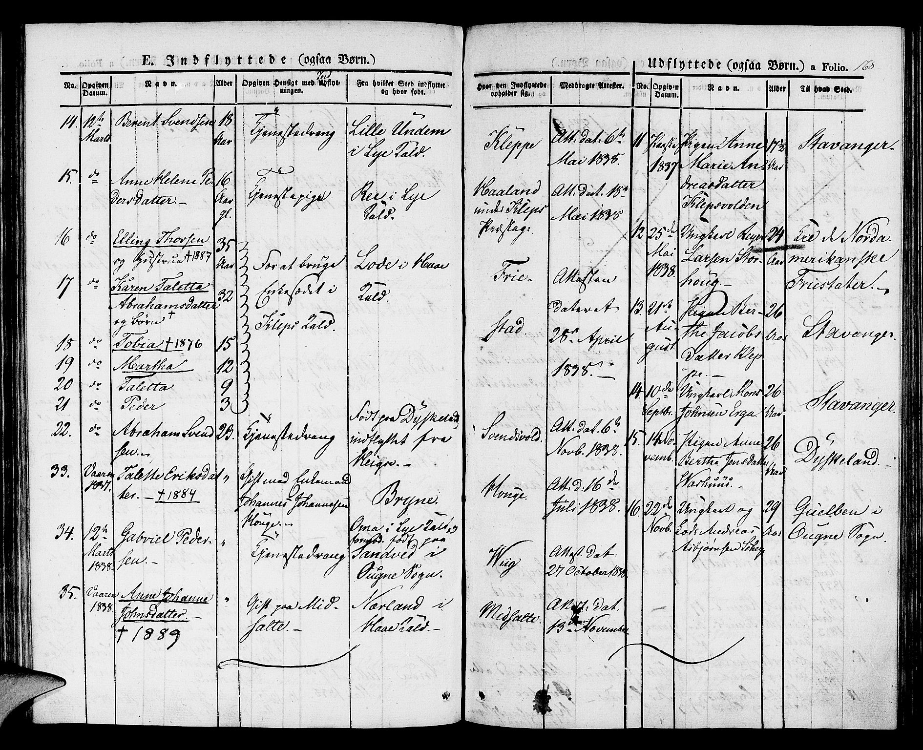 Klepp sokneprestkontor, AV/SAST-A-101803/001/3/30BA/L0003: Parish register (official) no. A 3, 1833-1842, p. 168
