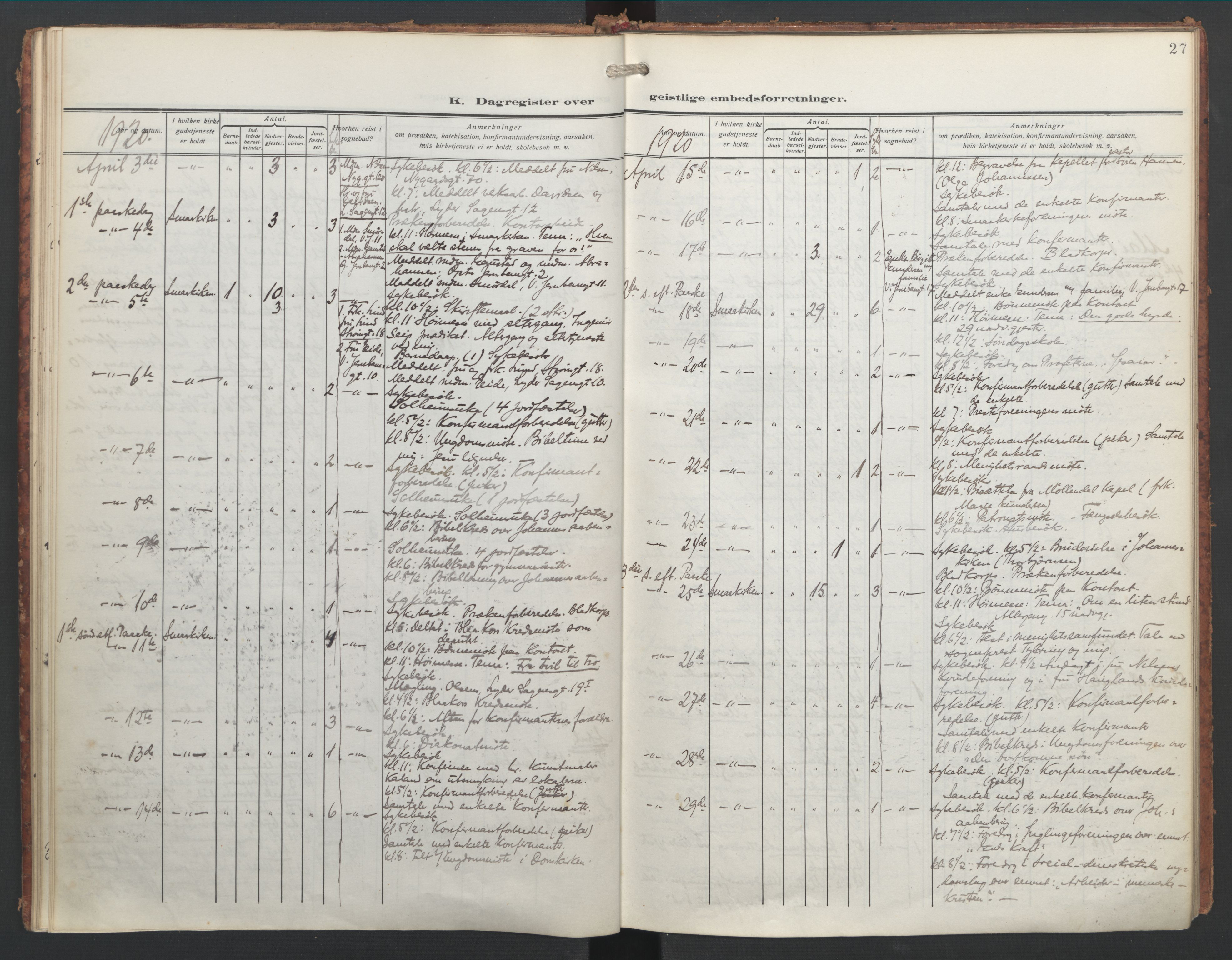 St. Jacob sokneprestembete, AV/SAB-A-78001/H/Haa: Diary records no. E 1, 1917-1926, p. 26b-27a