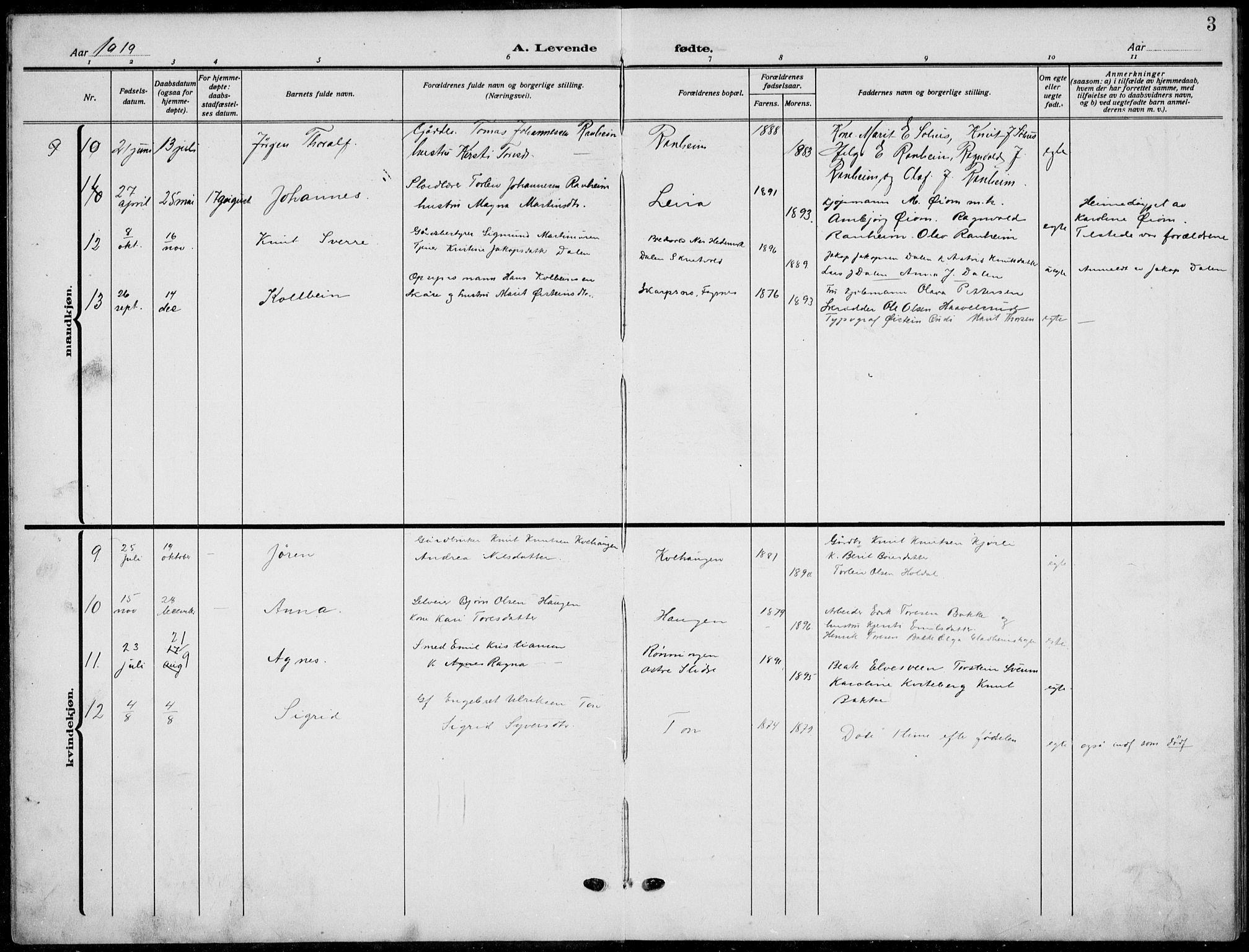 Nord-Aurdal prestekontor, SAH/PREST-132/H/Ha/Hab/L0015: Parish register (copy) no. 15, 1918-1935, p. 3