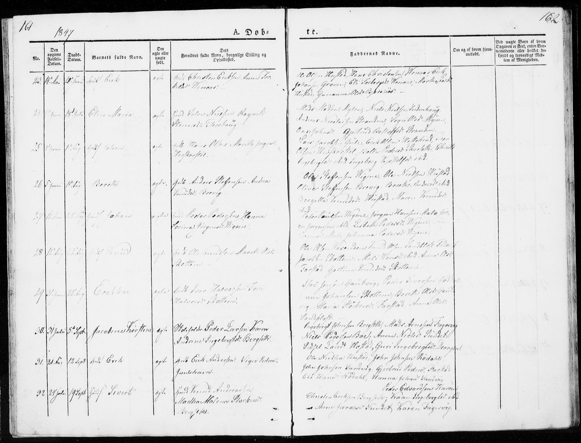 Ministerialprotokoller, klokkerbøker og fødselsregistre - Møre og Romsdal, SAT/A-1454/566/L0766: Parish register (official) no. 566A05, 1842-1851, p. 161-162